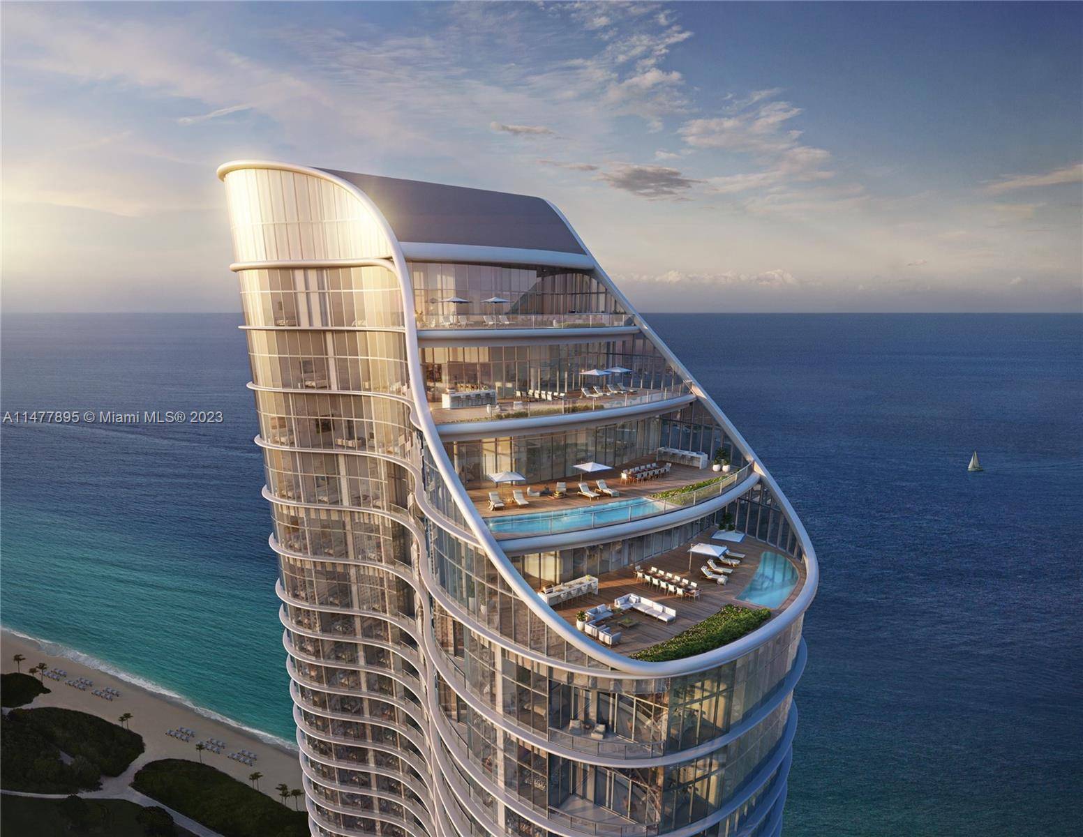 4 bedroom, 5. 5 bath residence with panoramic 270 degree east, south, and west views of the Atlantic Ocean, Intracoastal, Bay, and Miami skyline.