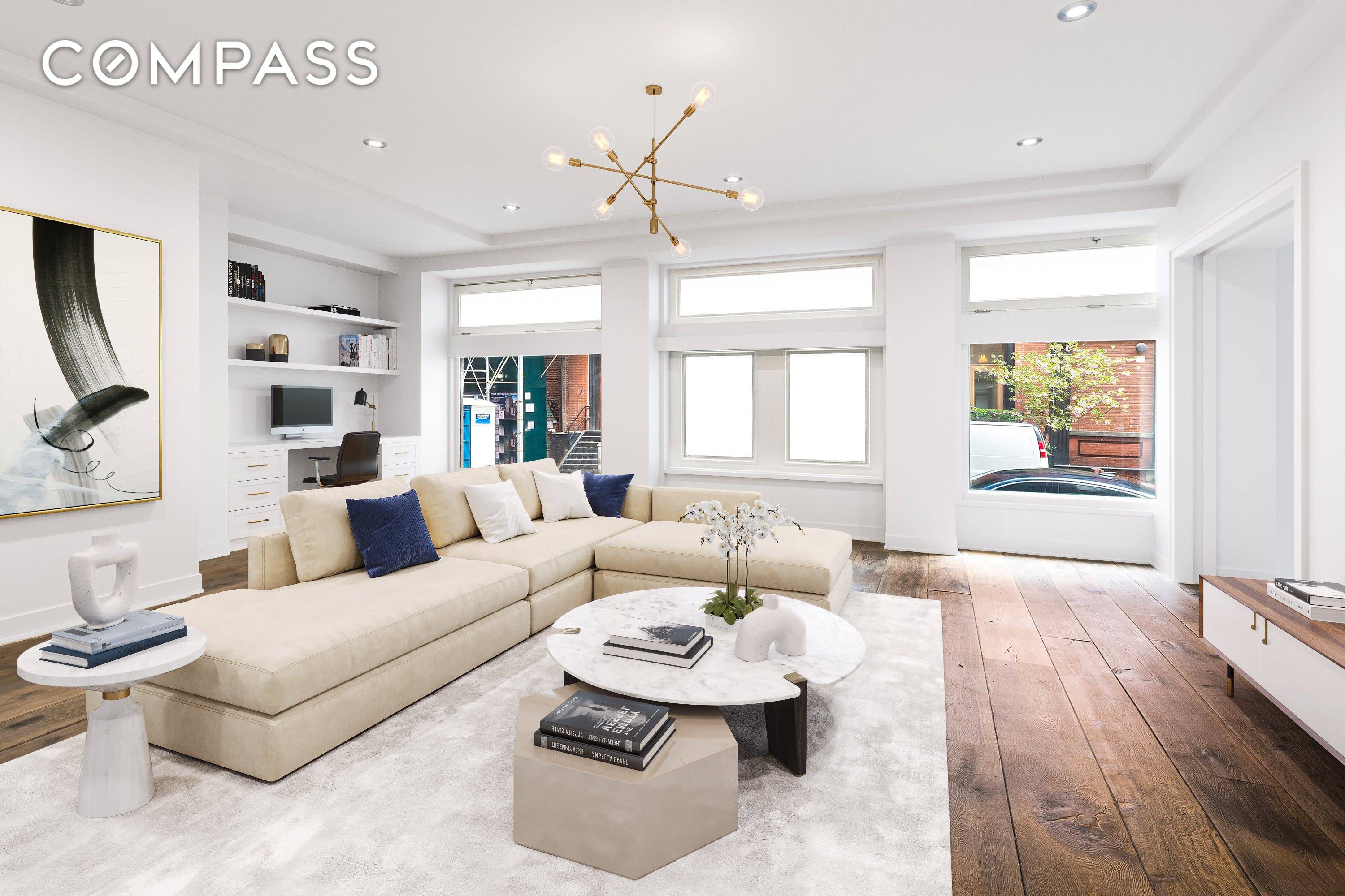 Beautifully renovated Three Bedroom home office loft duplex residence offering grand open loft living with amazing division of space on one of the quietest, most coveted cobblestone blocks in TriBeCa.