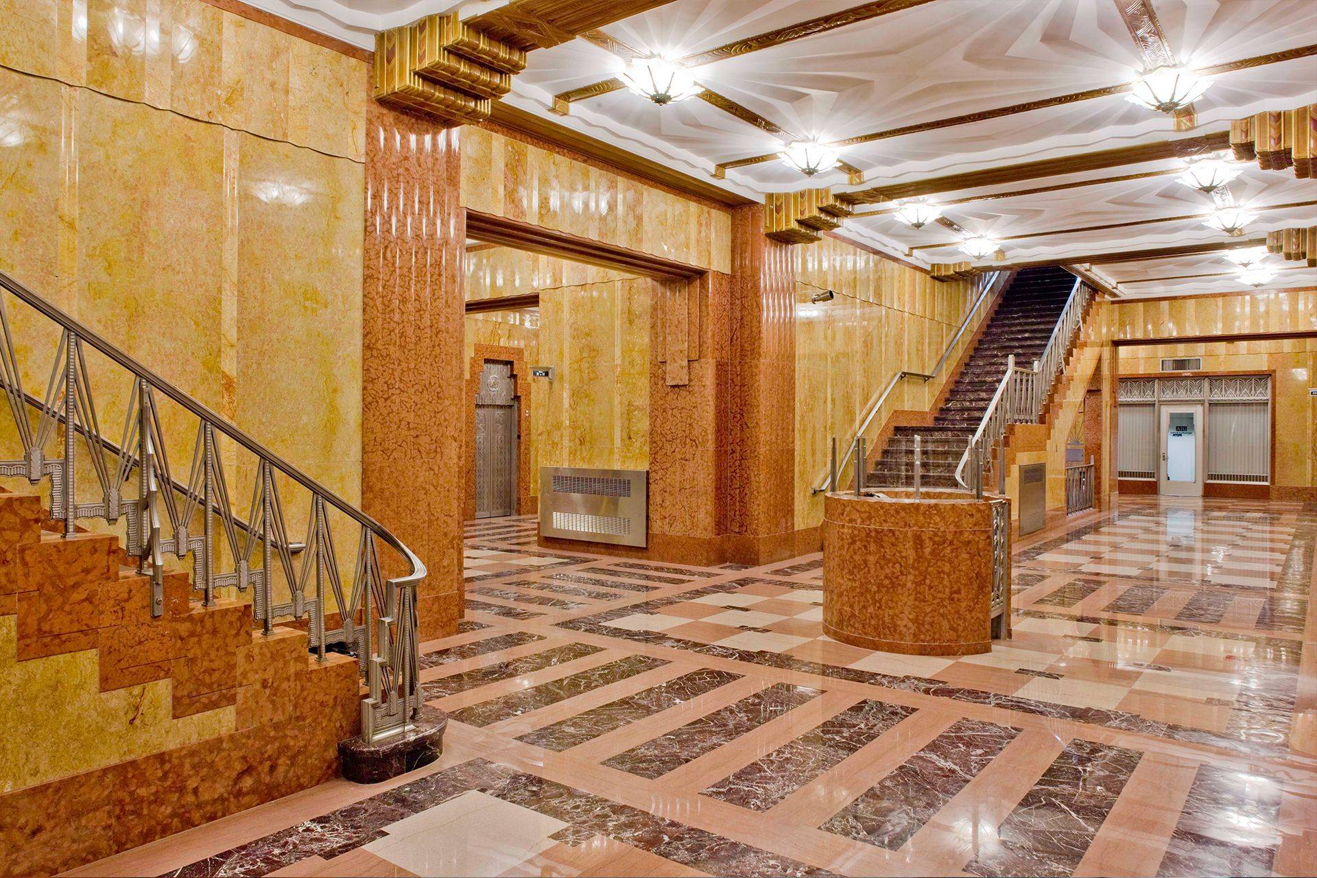 Large one bedroom features a private terrace, spacious living room, gourmet kitchen with stainless steel appliances, stone countertops, high ceilings, walk in closet, in unit washer dryer, and wood floors ...