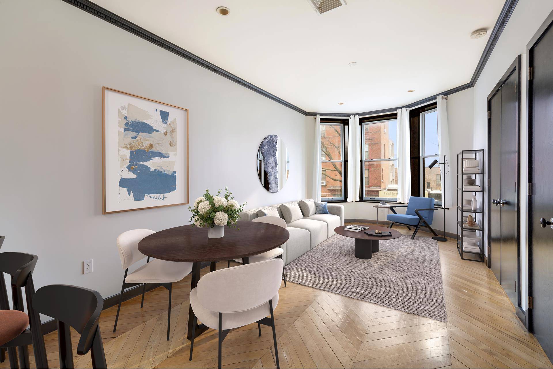 Walk up the brownstone steps, through traditional double doors, and up just one flight to your custom three bedroom, two bath apartment designed by the award winning design firm, The ...