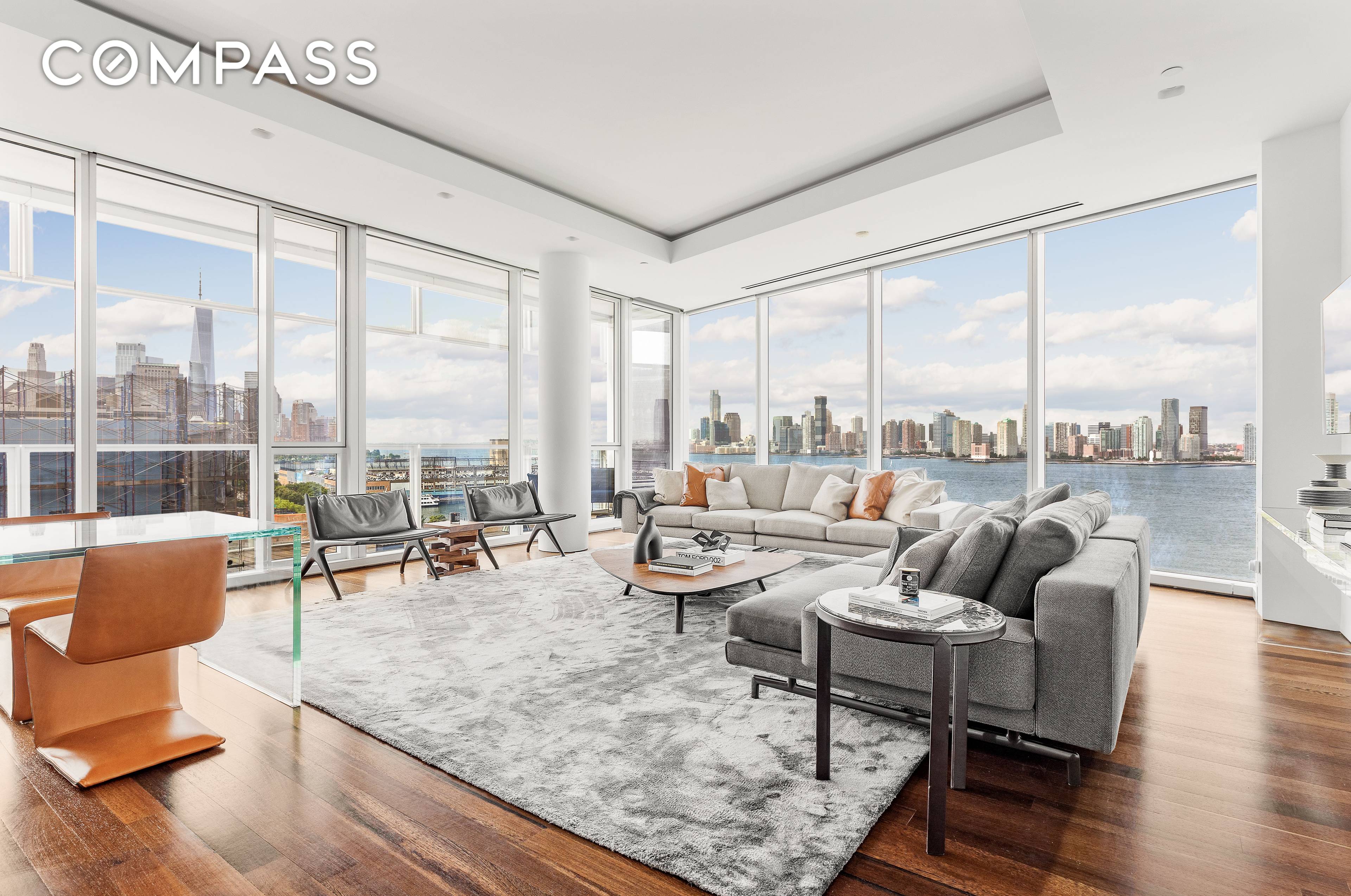 Unobstructed views from 165 Charles Street on the 10th floor, this stunning 2541 square foot loft offers unparalleled Hudson River and city skyline views.