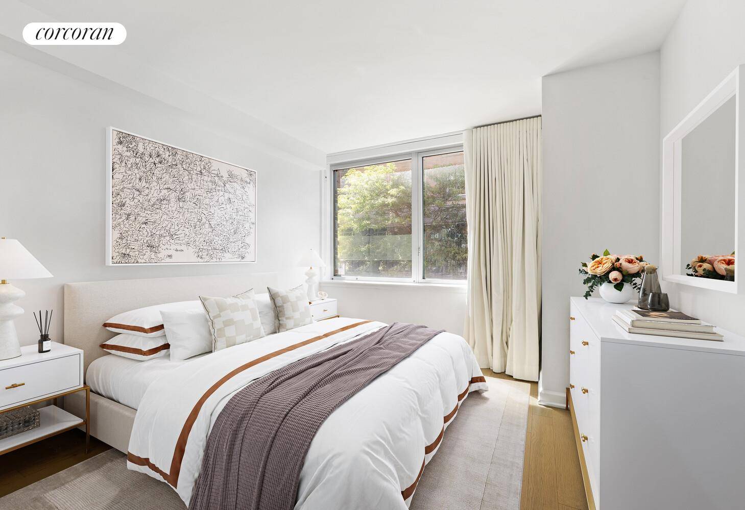 Poised on the Hudson River waterfront, Residence 3M is a luminous three bedroom, three bath corner home designed by the acclaimed firm Pelli Clarke Pelli.