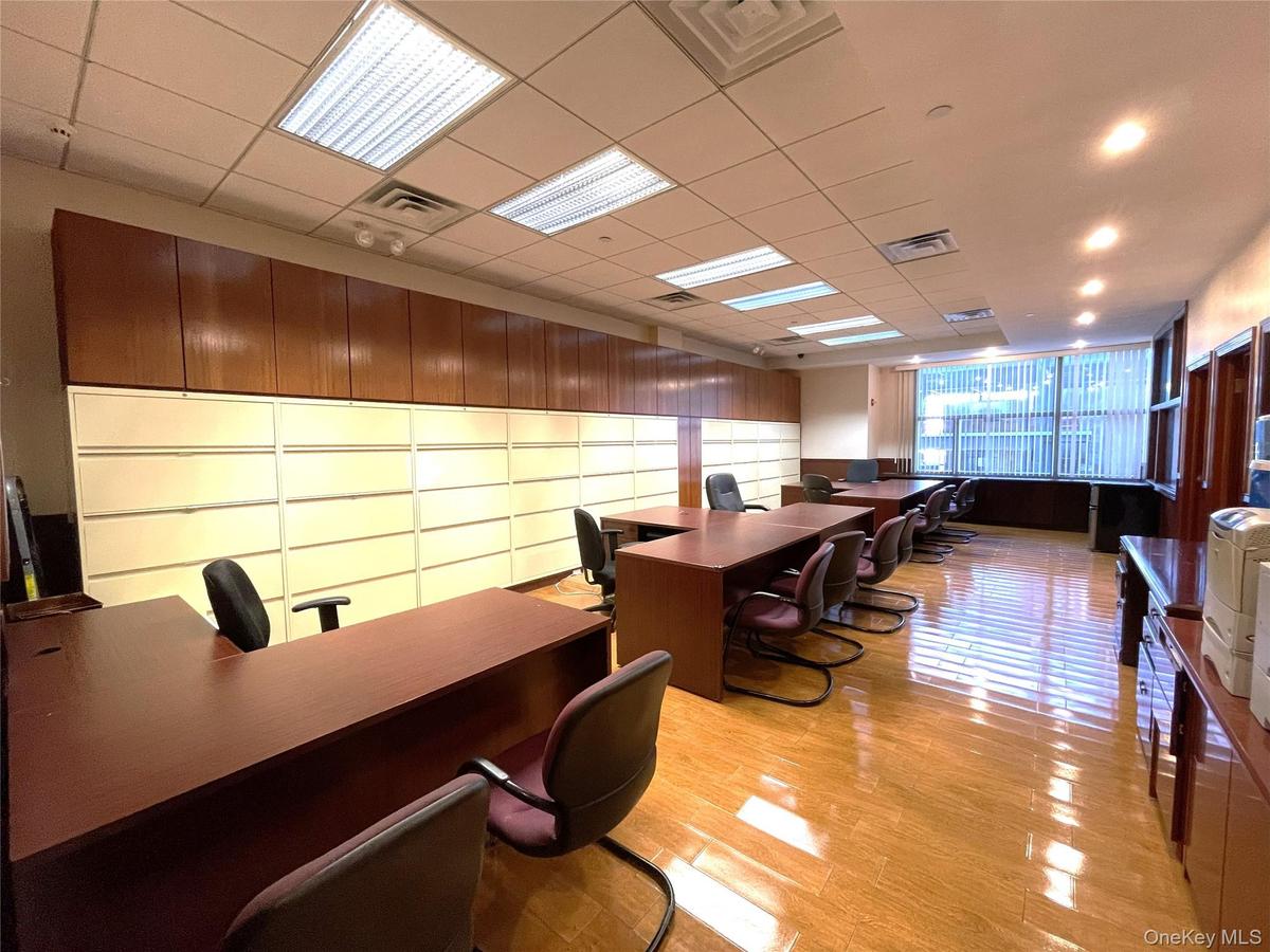 Office area with a drop ceiling