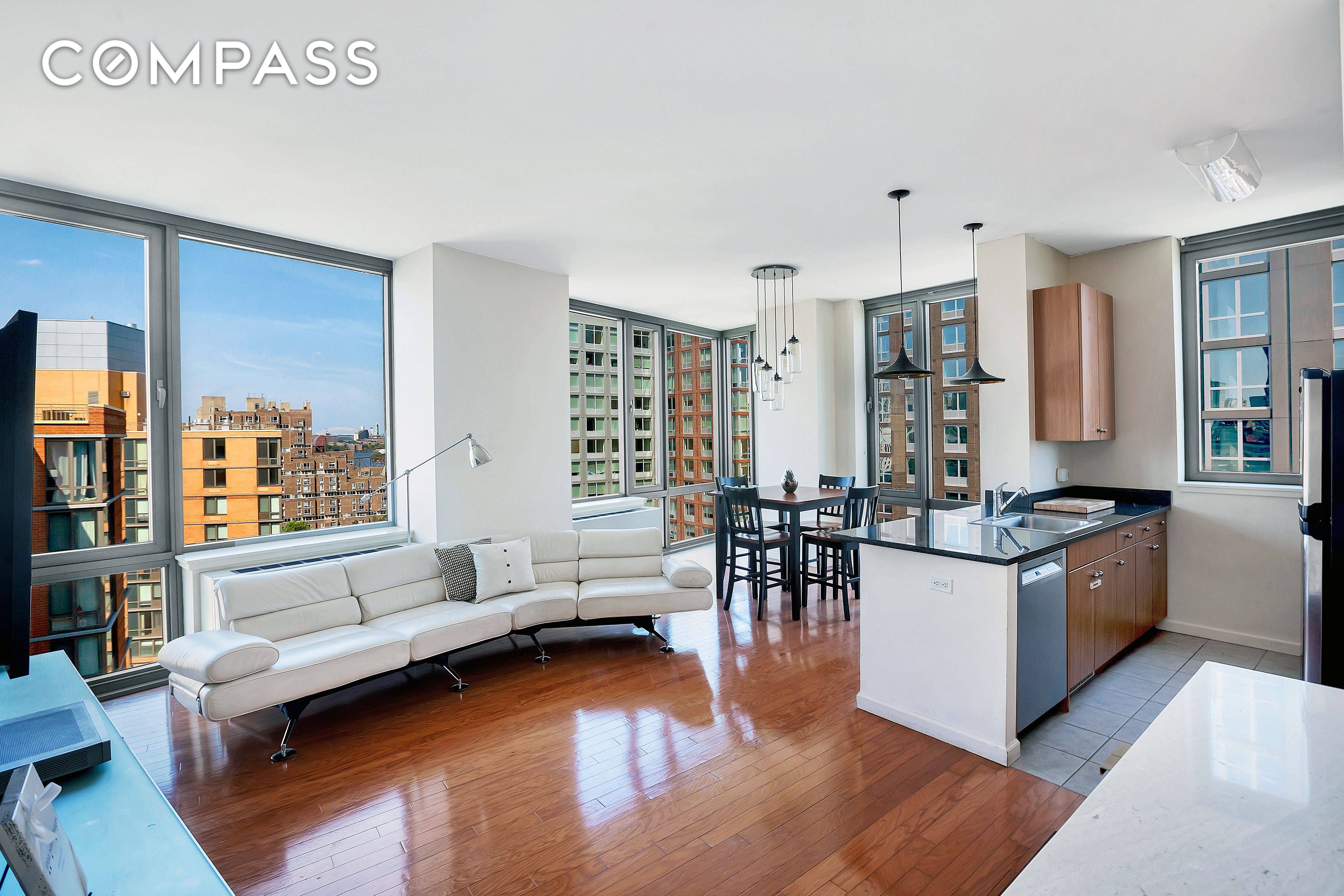 This one of a kind Two Bedroom Two full Baths Penthouse features floor to ceiling windows, open windowed chef's kitchen, granite countertops, marble primary bathroom with a double sink vanity, ...