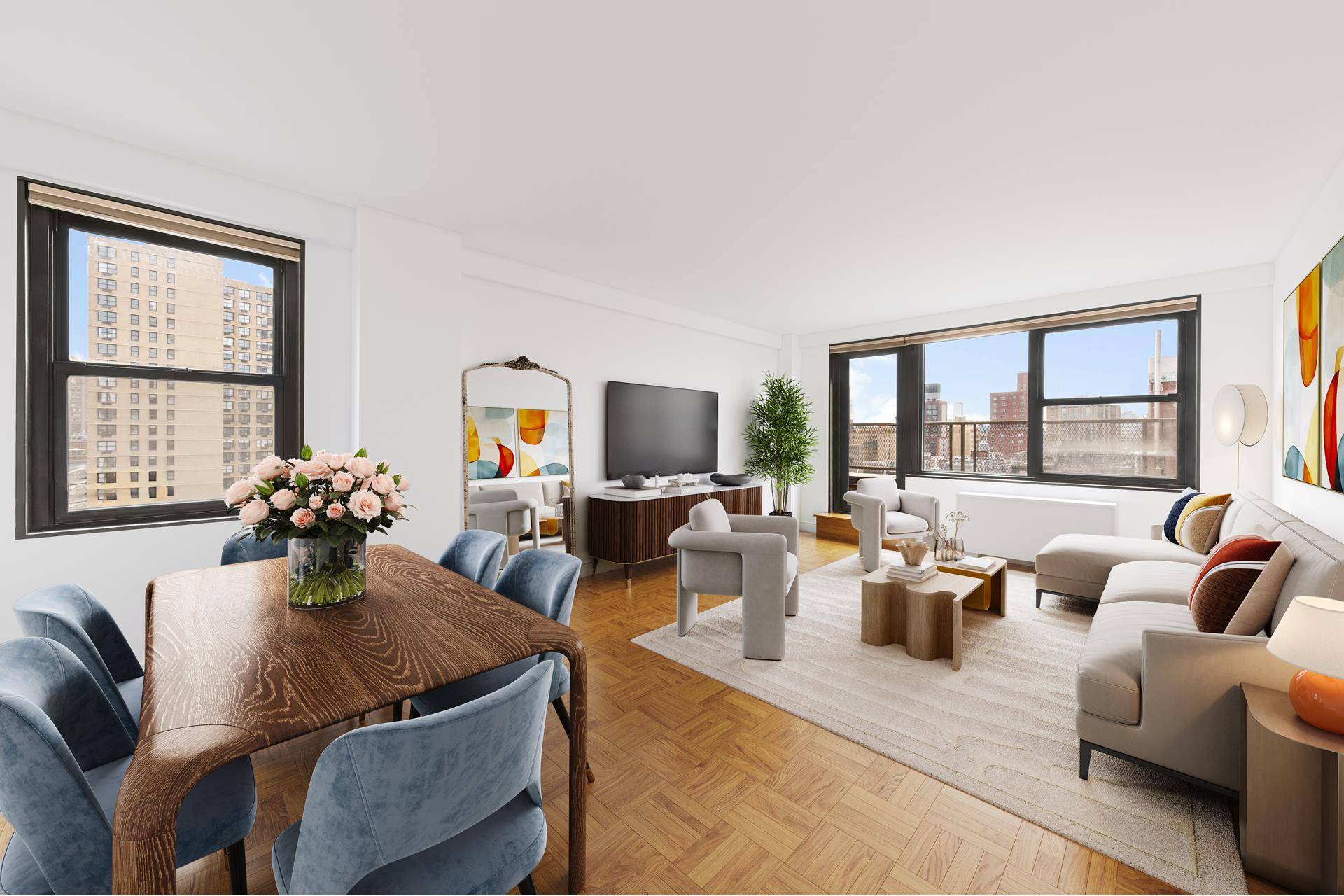 Step into luxury living with Apartment 16F at 200 East 27th Street, where southern sunlight floods every corner and breathtaking views await on your private terrace.