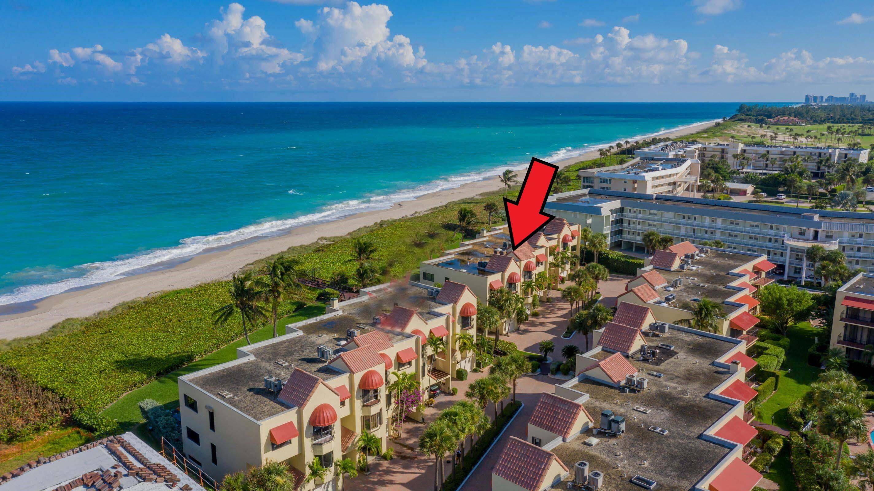 Rare direct oceanfront 3 story turnkey townhome with an interior elevator.