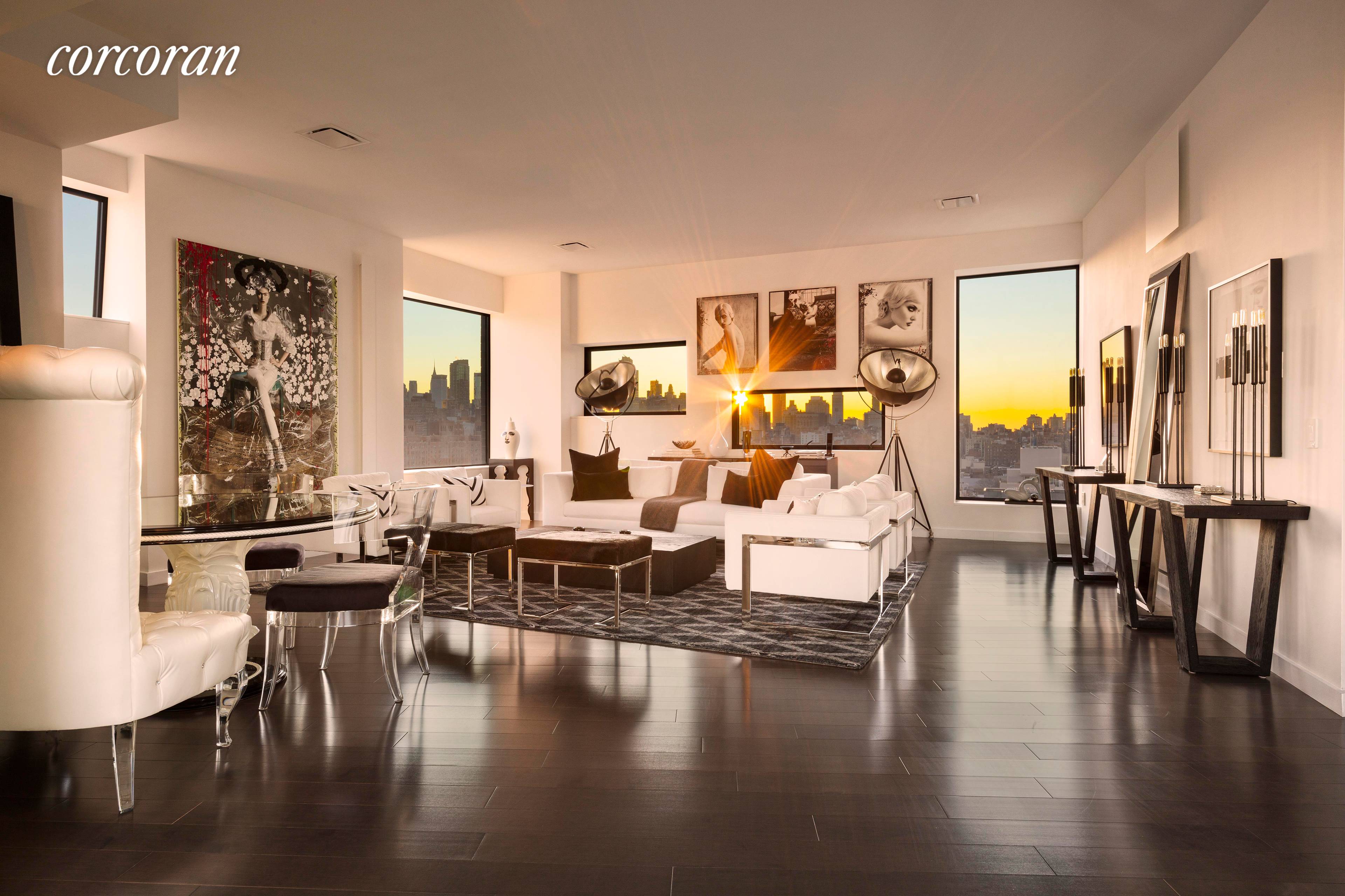 From the impeccable lobby at 100 11th Avenue, the elevator opens into your own 18th floor of this exquisite duplex.