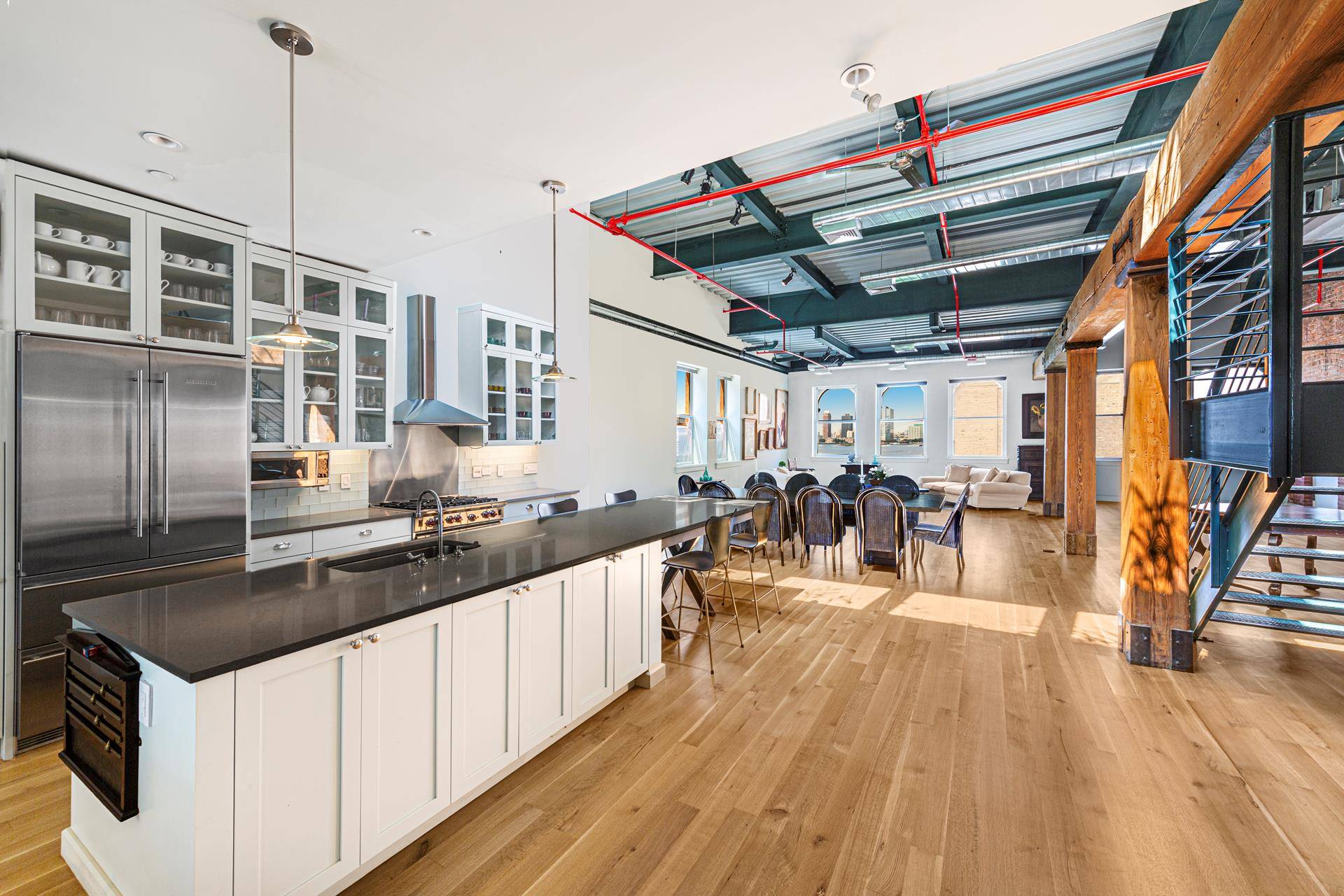 First time on the market Trophy Penthouse with direct Hudson river views and a large landscaped magical 1100 square foot garden in recently converted Spice Warehouse condominium.