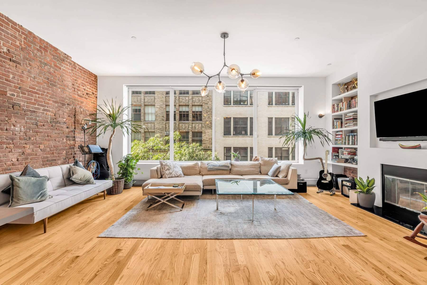 Gorgeous Floor through Chelsea Loft The Elevator opens directly into grand Entry Foyer leading into massive, bright and open Living Room and Dining Room with soaring 10'7 ceilings, enormous wall ...