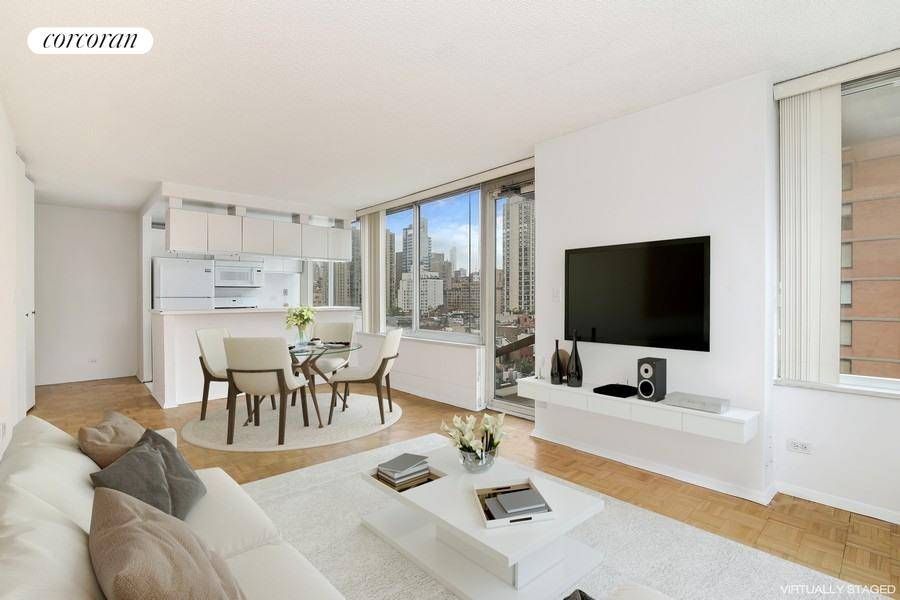 This rarely available Sunny and Spacious Corner 1 Bedroom 1Bath with open views of the city, offers wall to wall and floor to ceiling windows with an abundance of natural ...