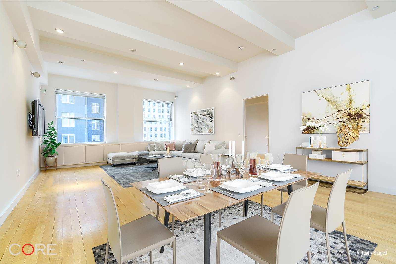 This expansive loft features one king size bedroom plus a large interior home office room, as well as a private storage unit located on the same floor.