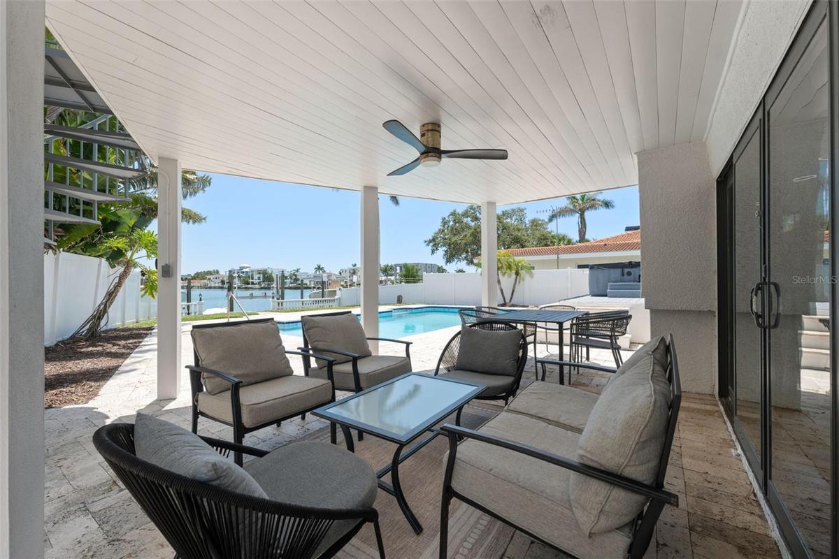 Expansive terrace with covered living space below