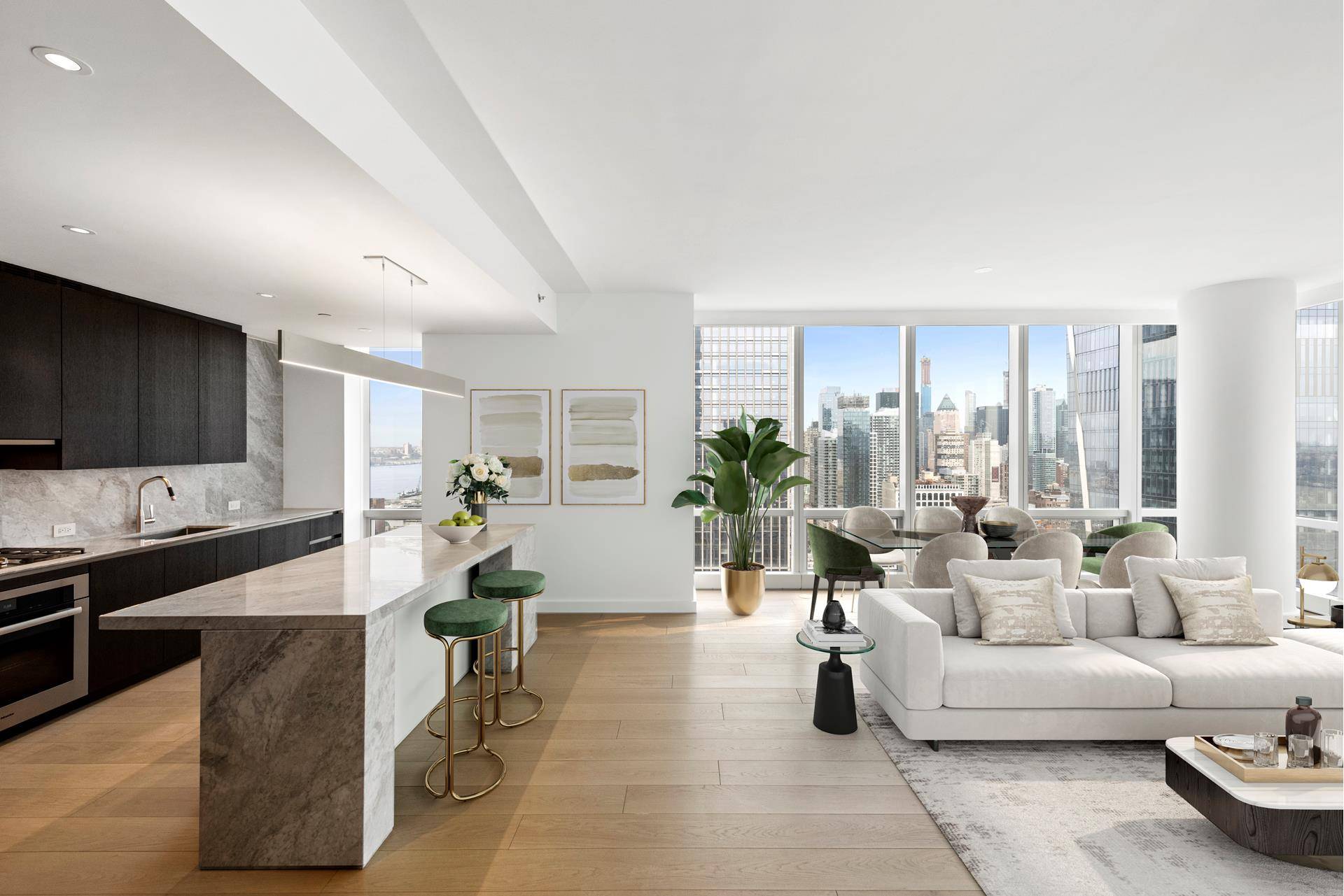 A corner rental nestled in the heart of the brand new Hudson Yards development, this 3 bedroom, 3 bathroom home is a portrait of contemporary city luxury.