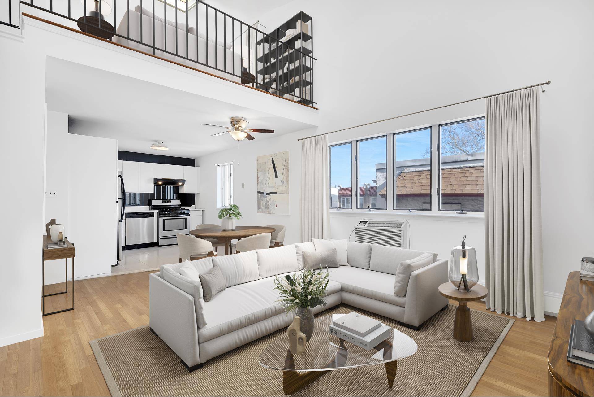 Penthouse Living ! Welcome home to this lofty, 2 bedroom, 2 bathroom, plus loft top floor condominium residence situated comfortably and conveniently in Brooklyn's highly desirable Dyker Heights.