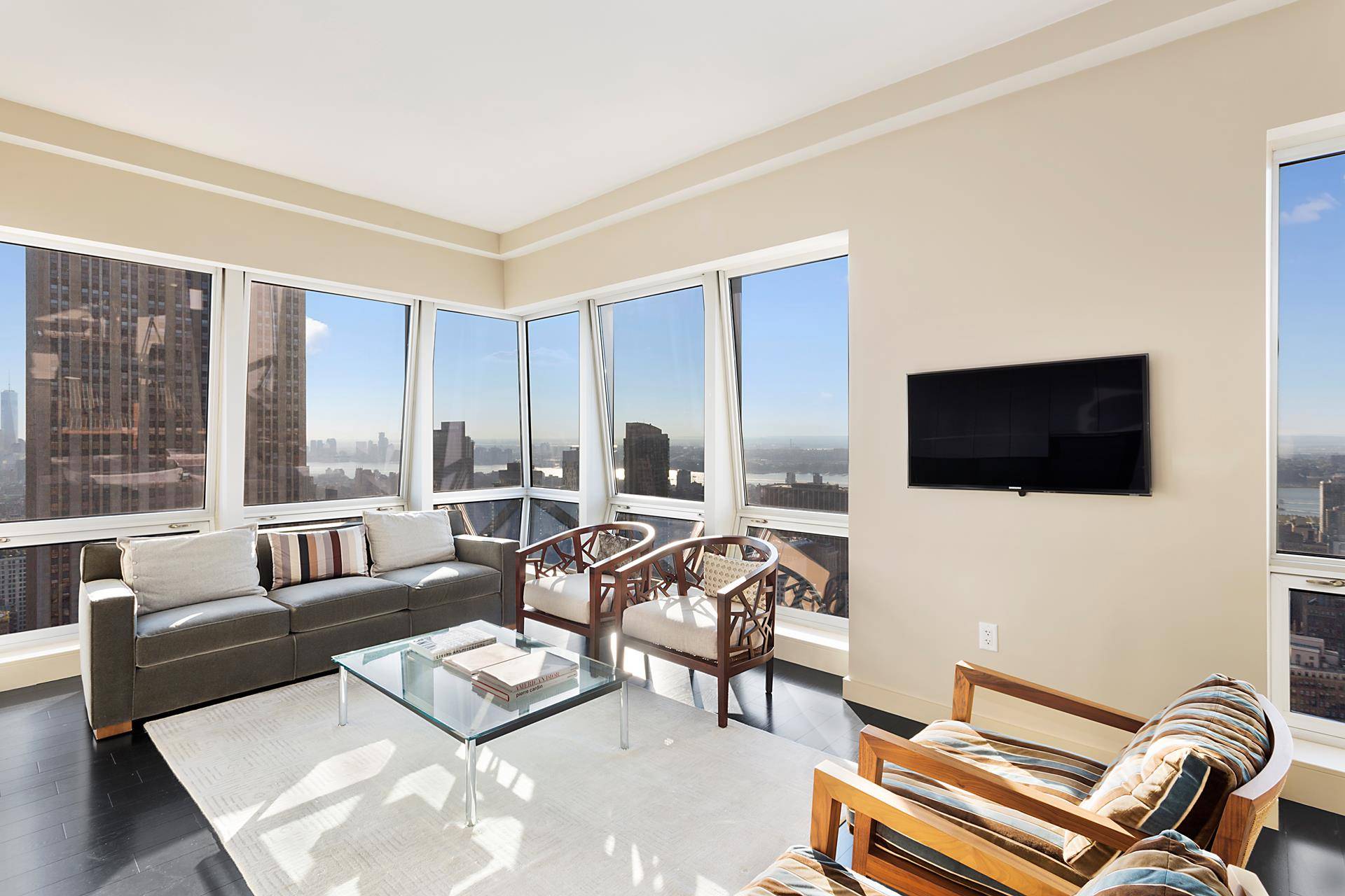 Large south and west facing one bedroom one and a half bathroom home with spectacular views in the full service Residences at 400 Fifth Avenue.