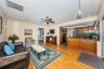 The space is nicely connected to the kitchen