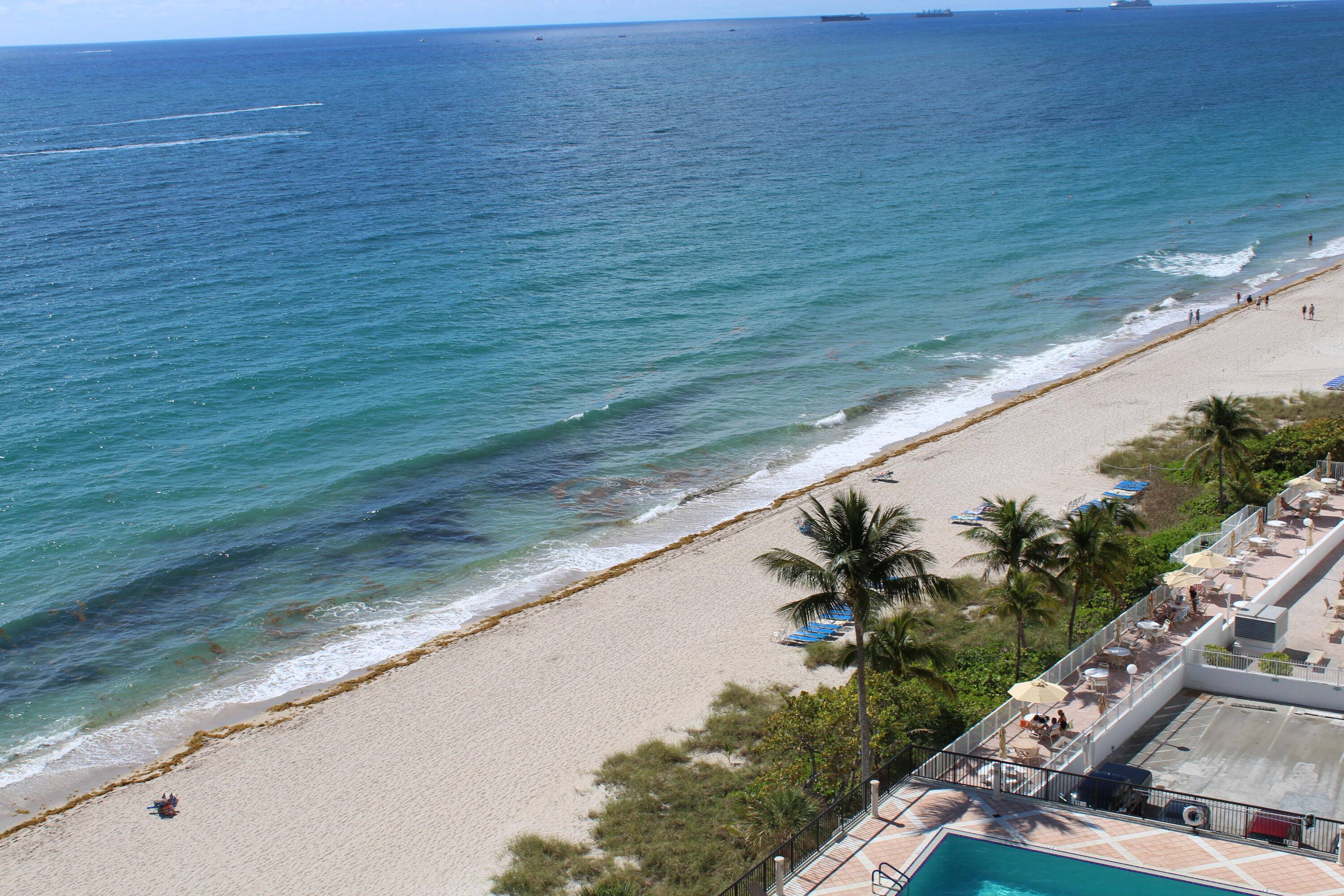 Completely furnished oceanfront 2 bedroom 2 bathroom condo unit in highly desirable Plaza South.