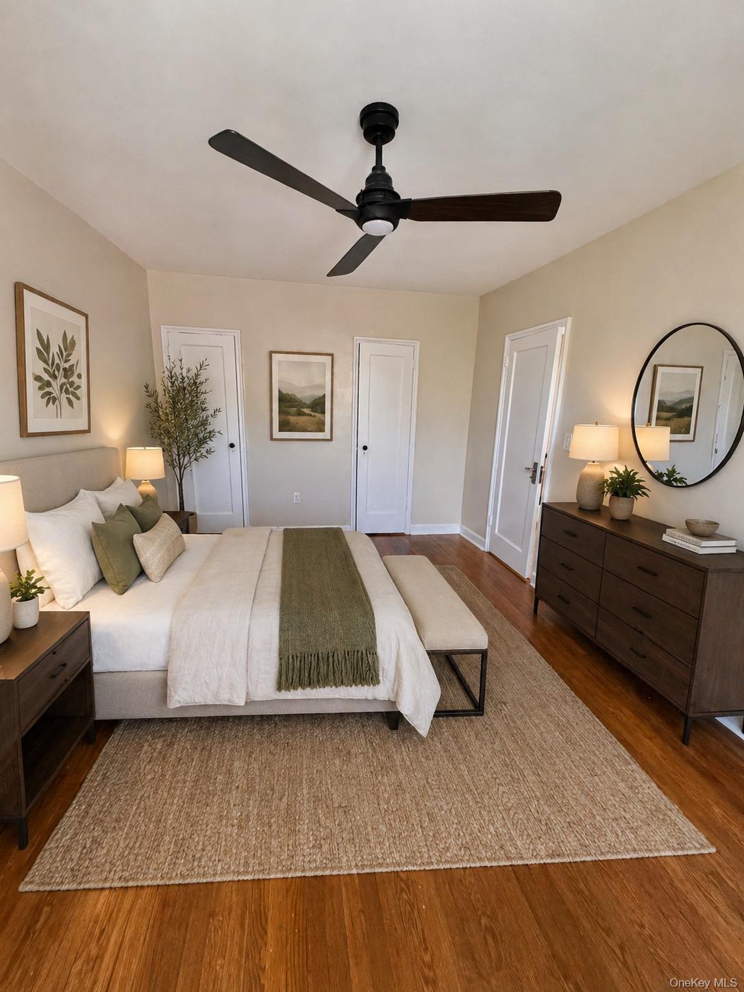Virtually staged- Master bedroom, spacious for a king size bed.