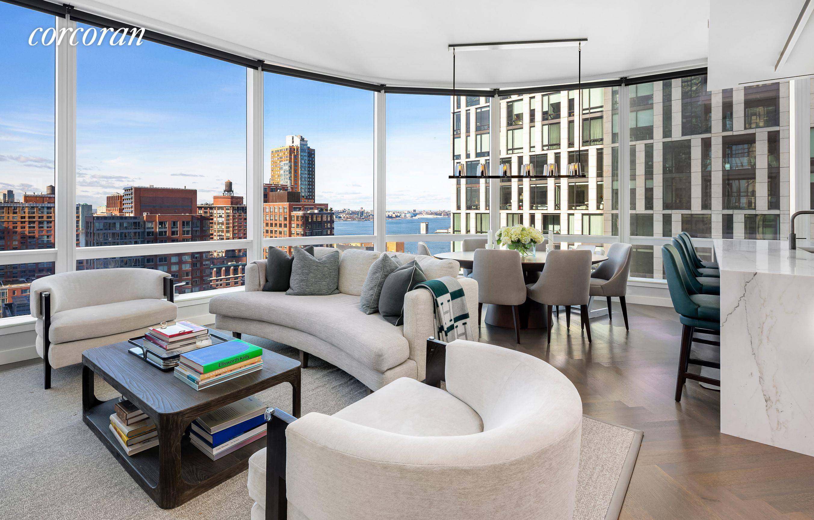Panaromic Hudson River and city views abound from this fully customized 2, 685 square foot home at world renowned 111 Murray Street.