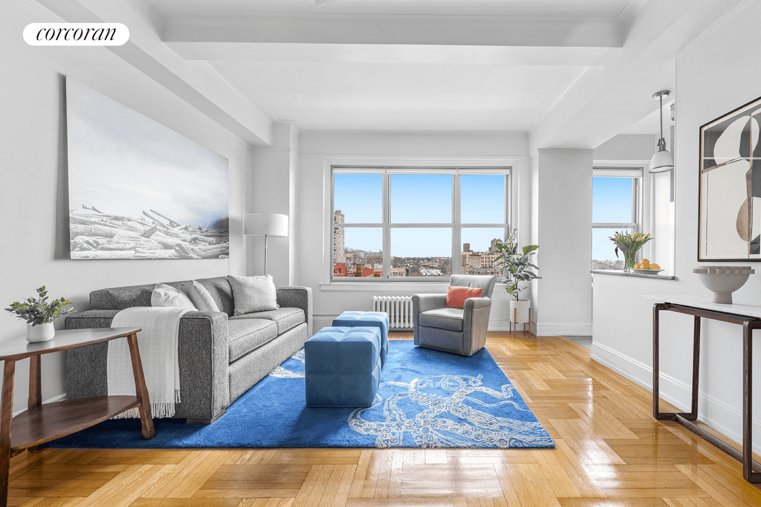 Live life at the top of the slope in this magnificent tenth floor two bedroom, one bath coop in one of Park Slope's most coveted buildings.