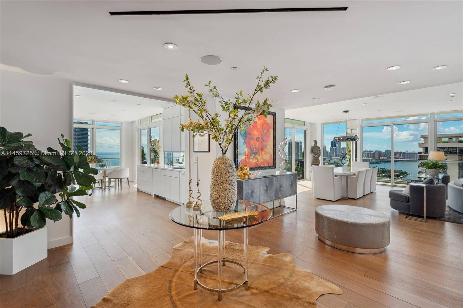 This exquisite penthouse boasts a prime location with unobstructed views of both the ocean and Intracoastal from every room.