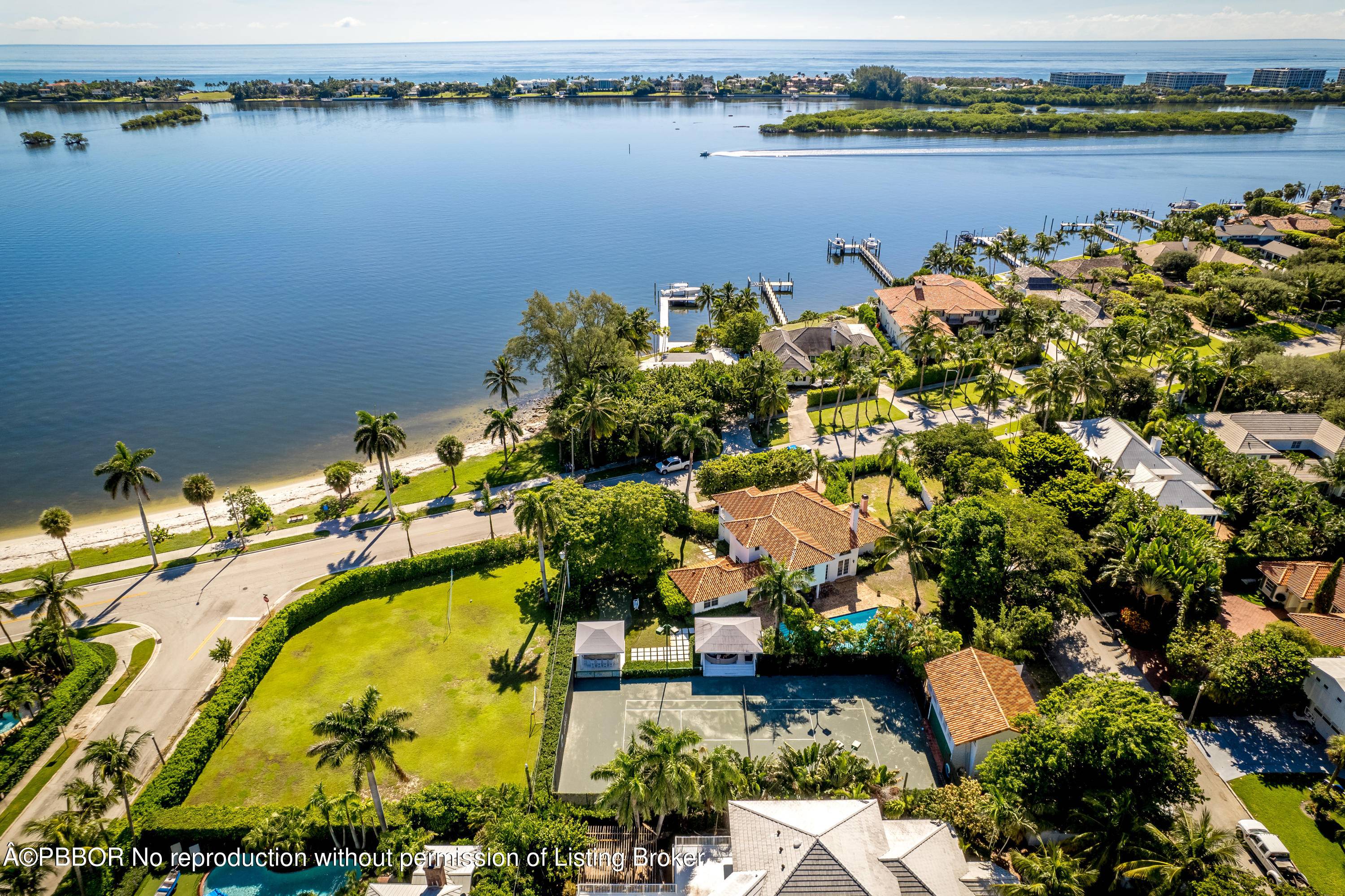 Exceptionally rare 283 feet of frontage on South Flagler Drive two parcels offered together.