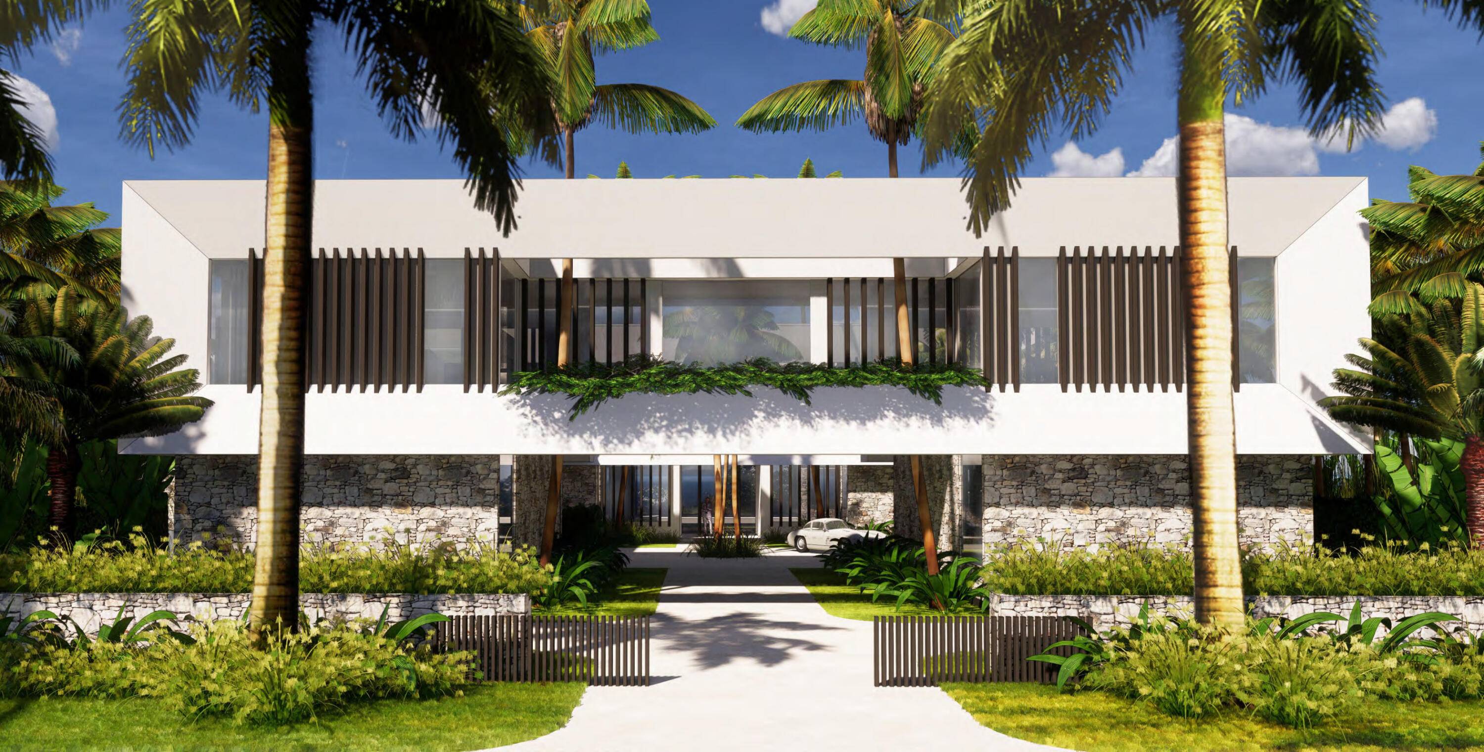 New Tropical Modern Intracoastal Oasis Estate on the sought after Fifth Avenues '' Mansion Row'' is sited on 110 Feet of waterfrontage.