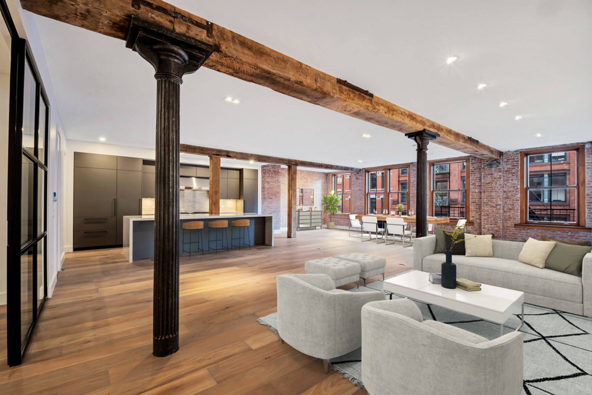 Welcome to 186 Franklin Street, a never before lived in 3900 square foot convertible five bedroom loft that seamlessly combines historical charm with contemporary design and luxury.