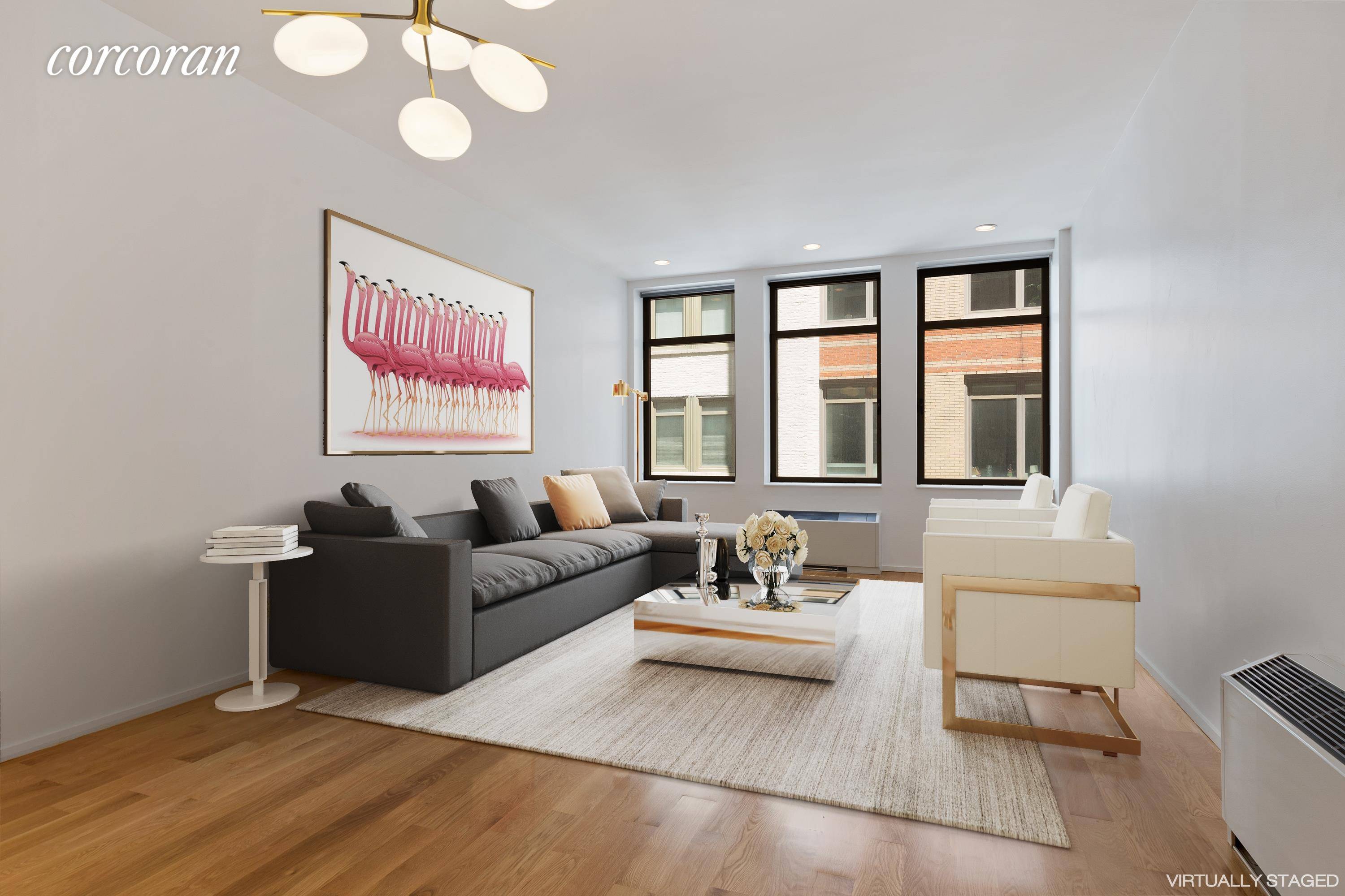 Spectacular renovations have been completed in this ultra luxurious huge loft like one bedroom home at The Chelsea Mercantile, 252 Seventh Ave 8S.