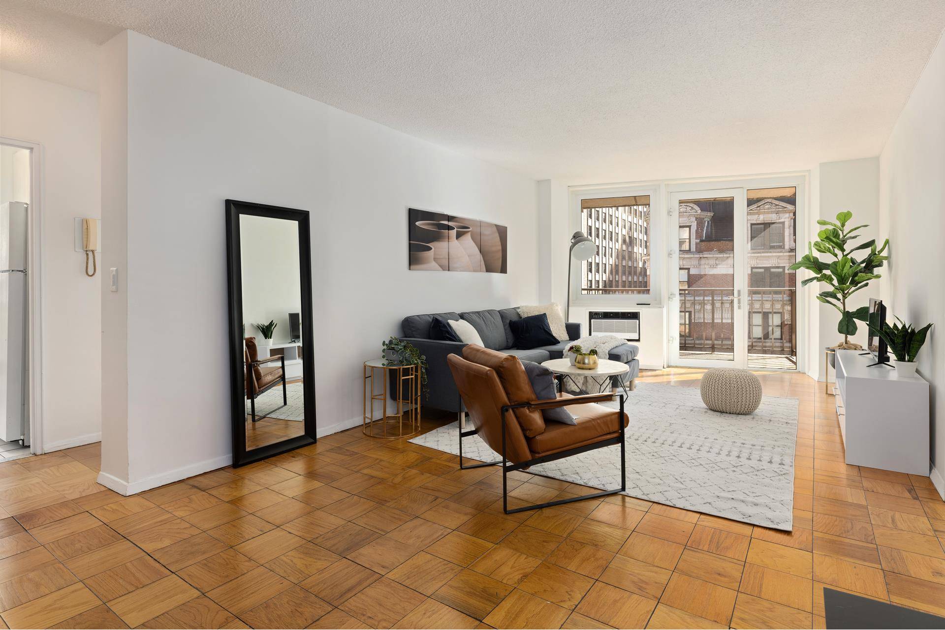 Very spacious three bedroom two bathroom with PRIVATE BALCONY located in La Premiere ; a full service luxury building in Midtown West.