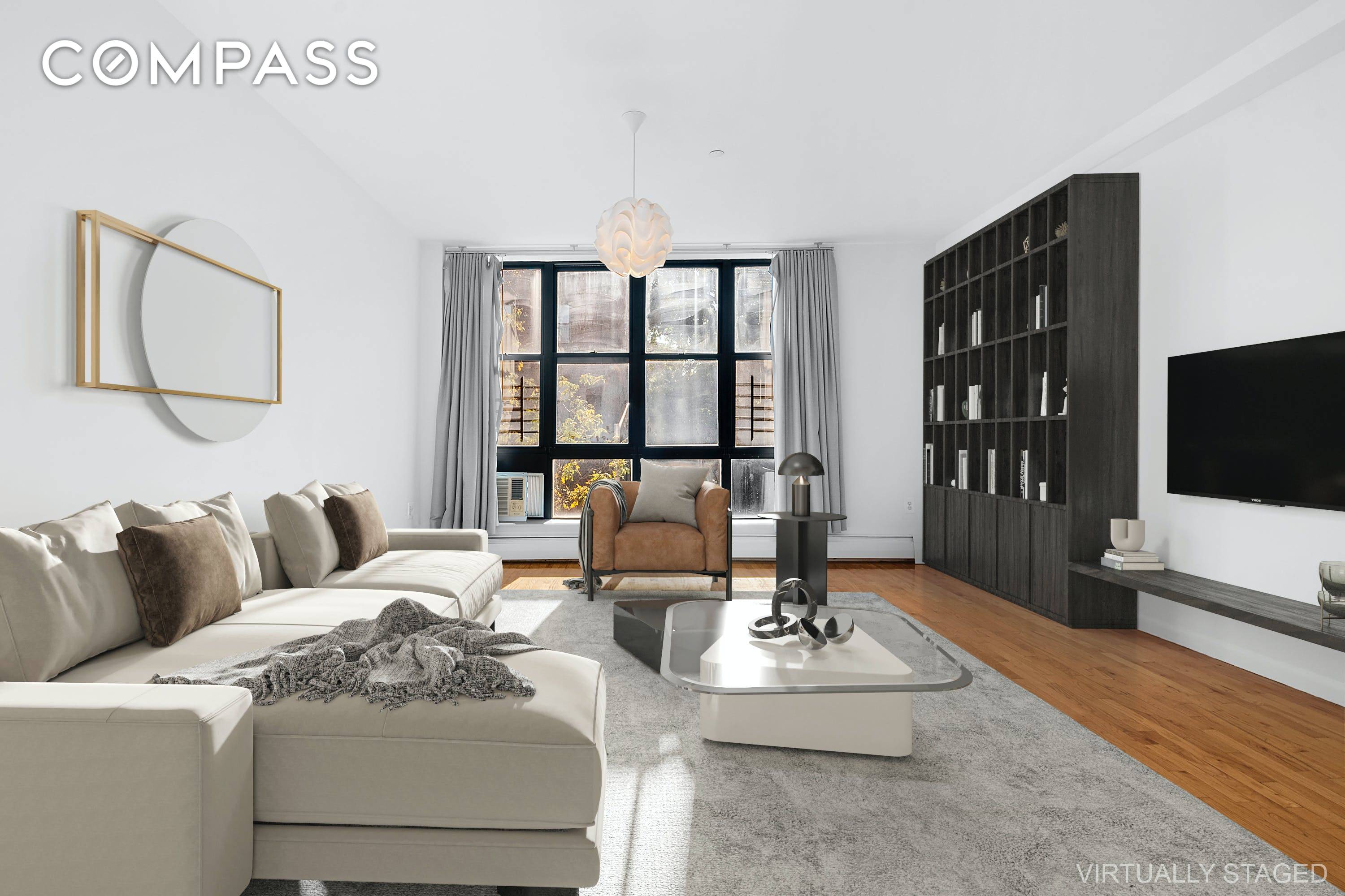 Bright Park Slope two bed two bath condo rental.