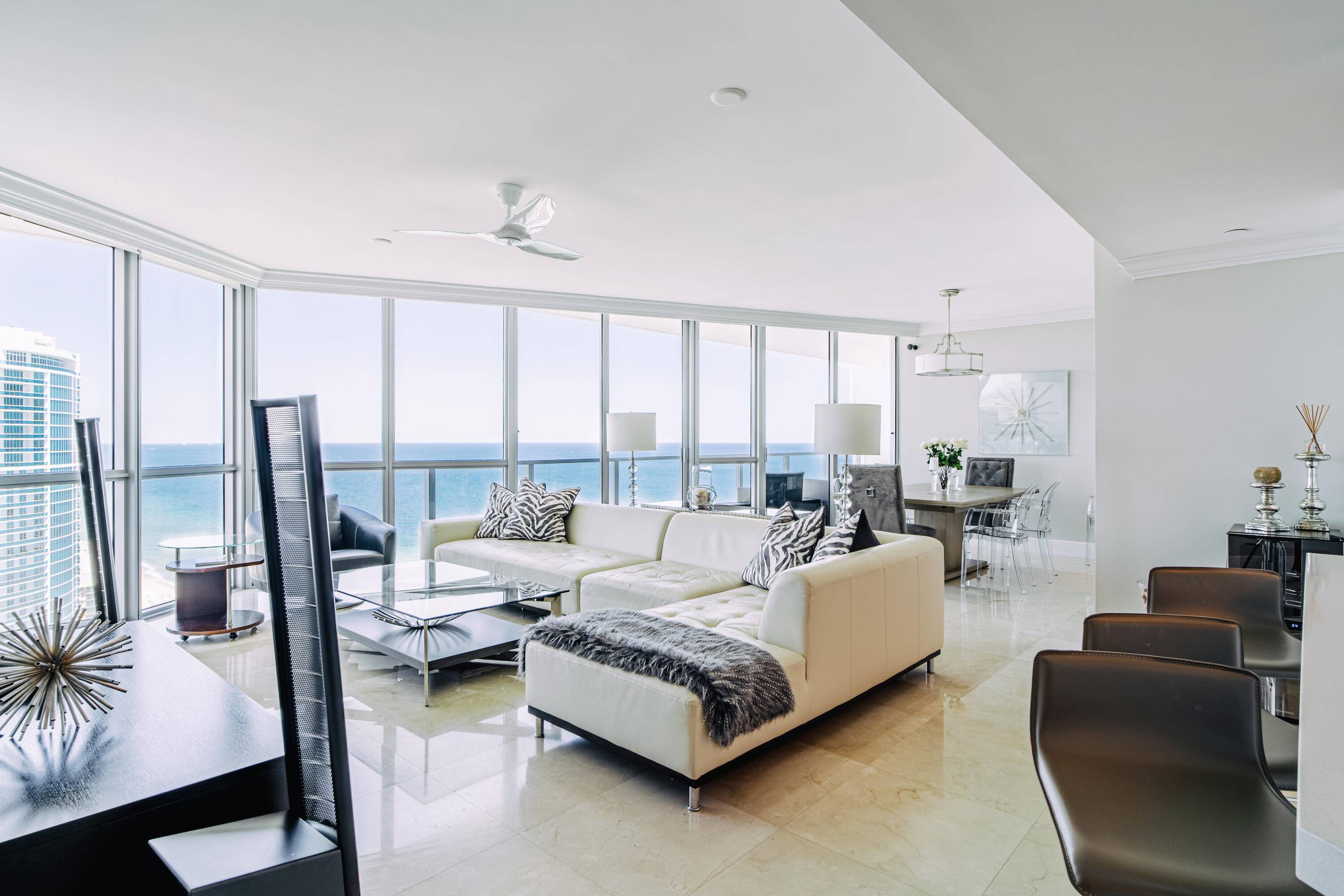 Breathtaking Ocean and Intracoastal views in this fully remodeled luxurious 3 bed 3 bath Penthouse Condo in the 5 Star highly sought after Ocean Palms building.