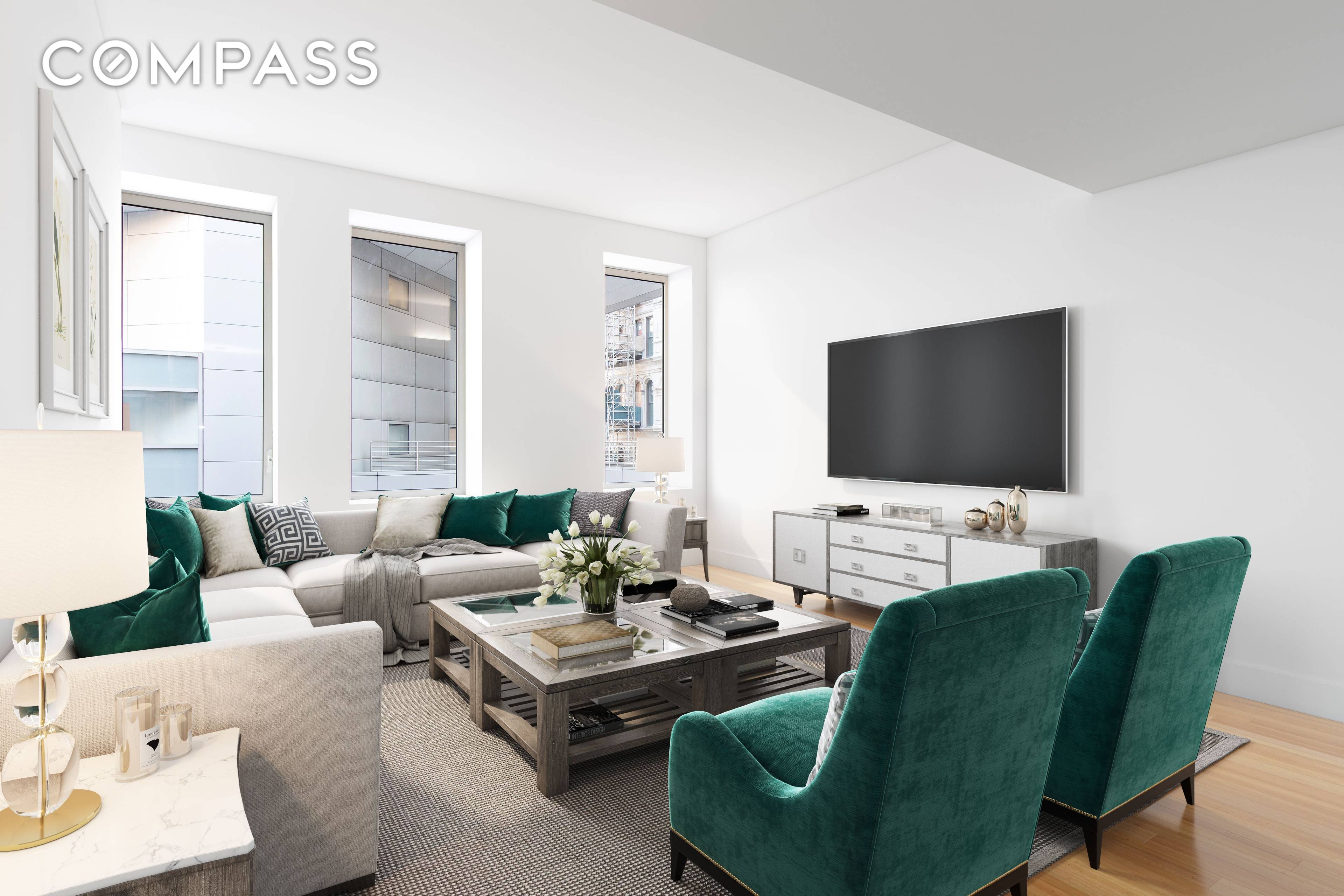 Located in the heart of Tribeca is a sophisticated 2 bedroom 2 bathroom that epitomizes artful design in a transcendent prewar neo classical style building, reinvented in 2014 by famed ...