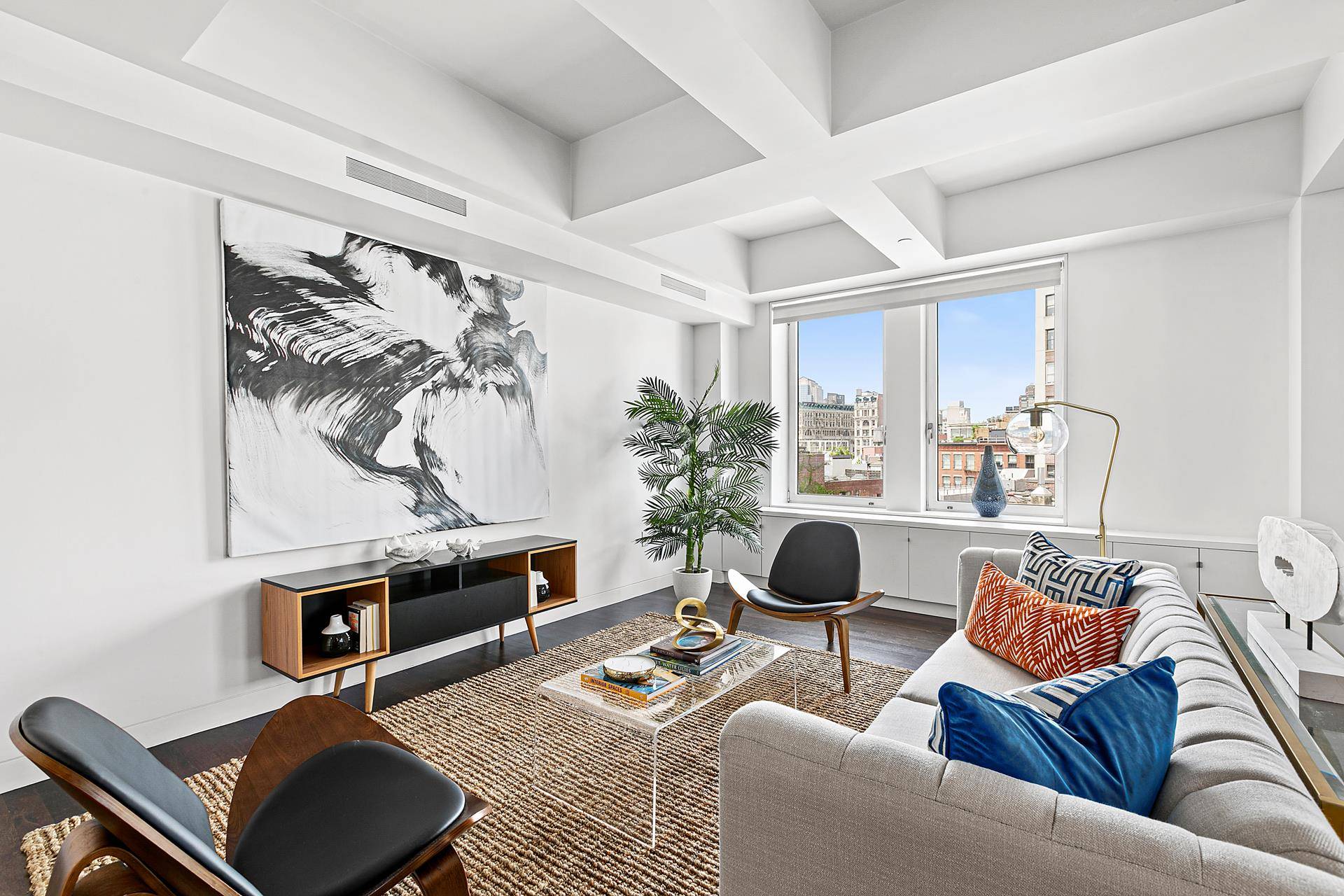 Truly spectacular two bedroom condominium high above SoHo with twenty four hour doorman, two full baths, one powder room, central air conditioning and private washer amp ; dryer.