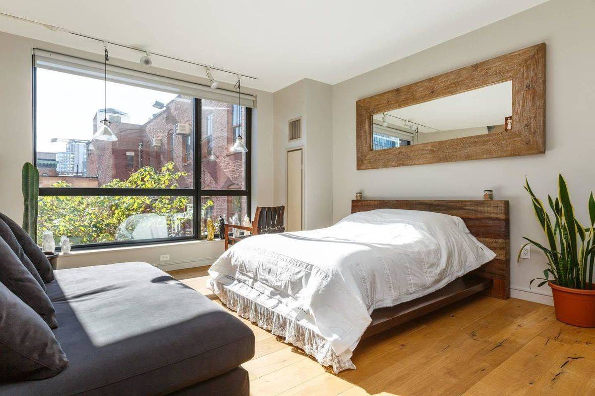 Fully furnished stunning and curated over sized studio with bright South facing light amp ; views right on the Highline.