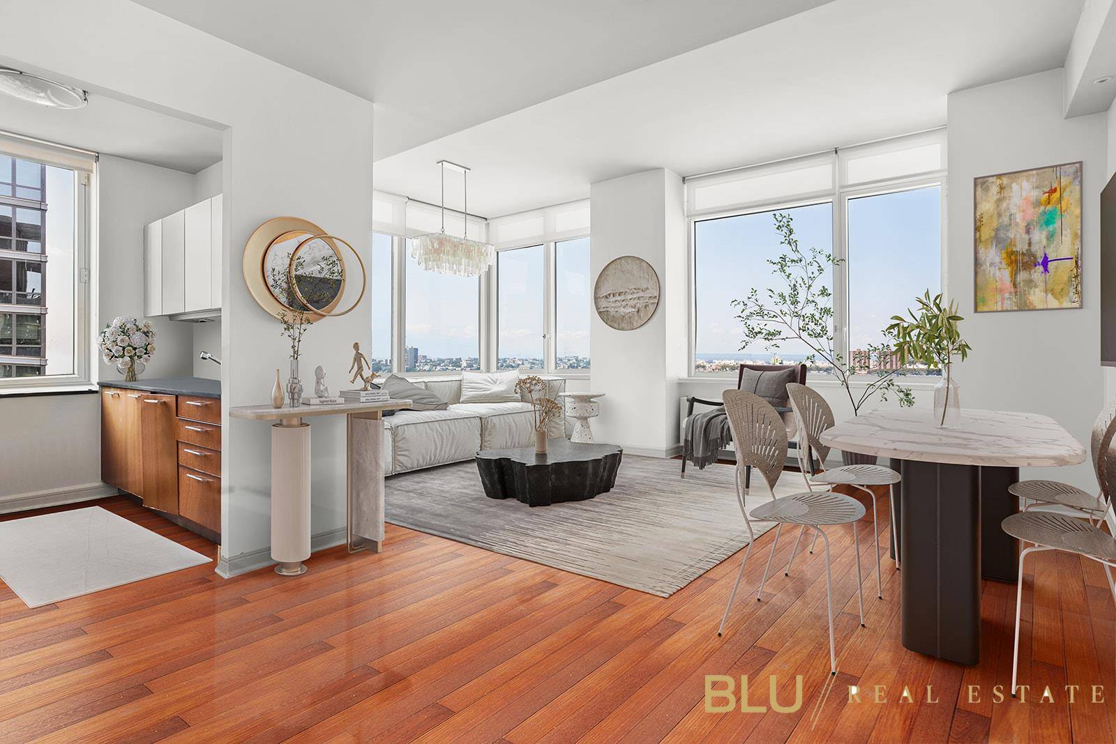 Welcome to Apartment 31D at 100 Riverside Boulevard, where luxury living meets breathtaking views of the Hudson River.