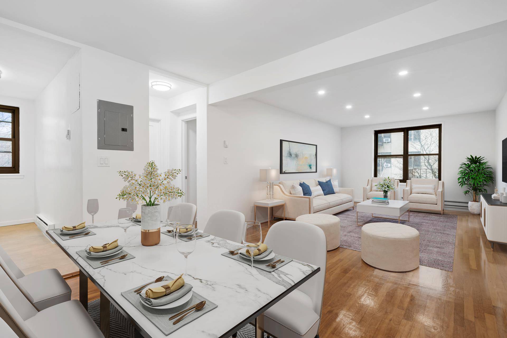 Welcome to this spacious, gut renovated one bedroom, one bath apartment with sunny East and North views, a block from the A train at 181st Street in Inwood Washington Heights.