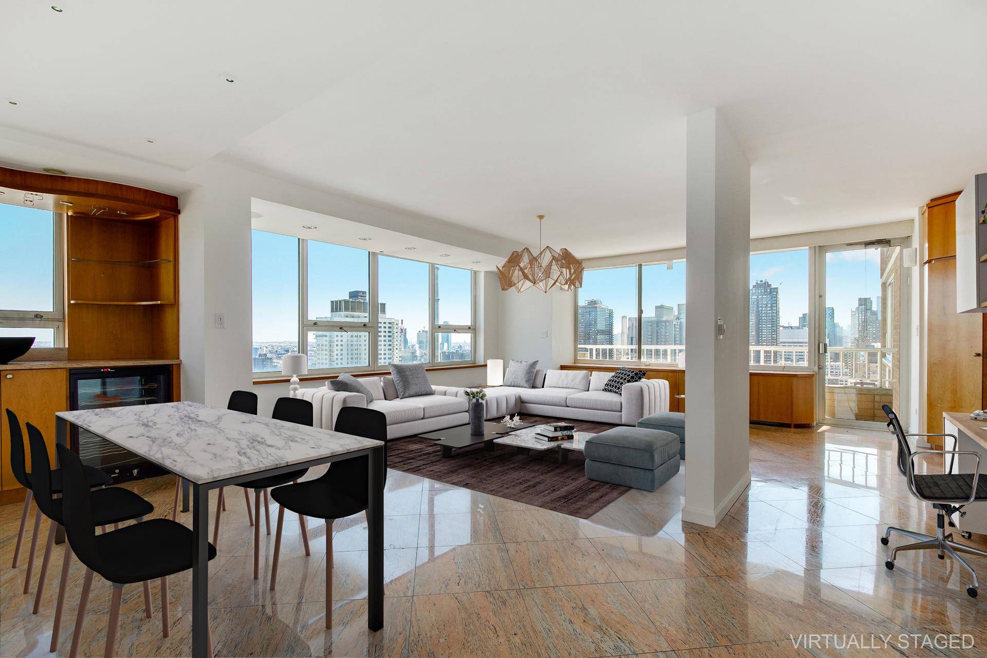 Oversized 4 bedroom 2 bath apartment with triple exposure and open city views.