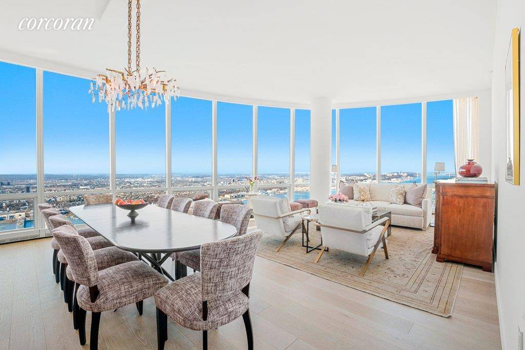 DRAMATIC HUDSON RIVER SUNSET VIEWS FROM THIS HIGH FLOOR THREE BEDROOM PENTHOUSE.