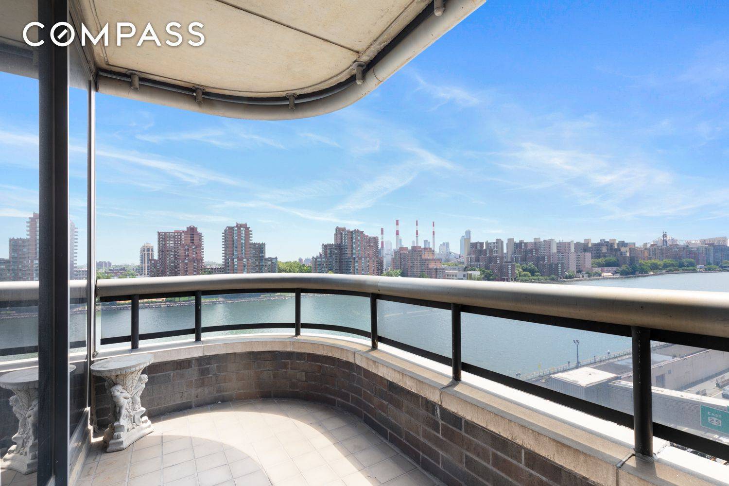 Bright and sunny two bedroom two full marble bathroom home with direct panoramic East River views.