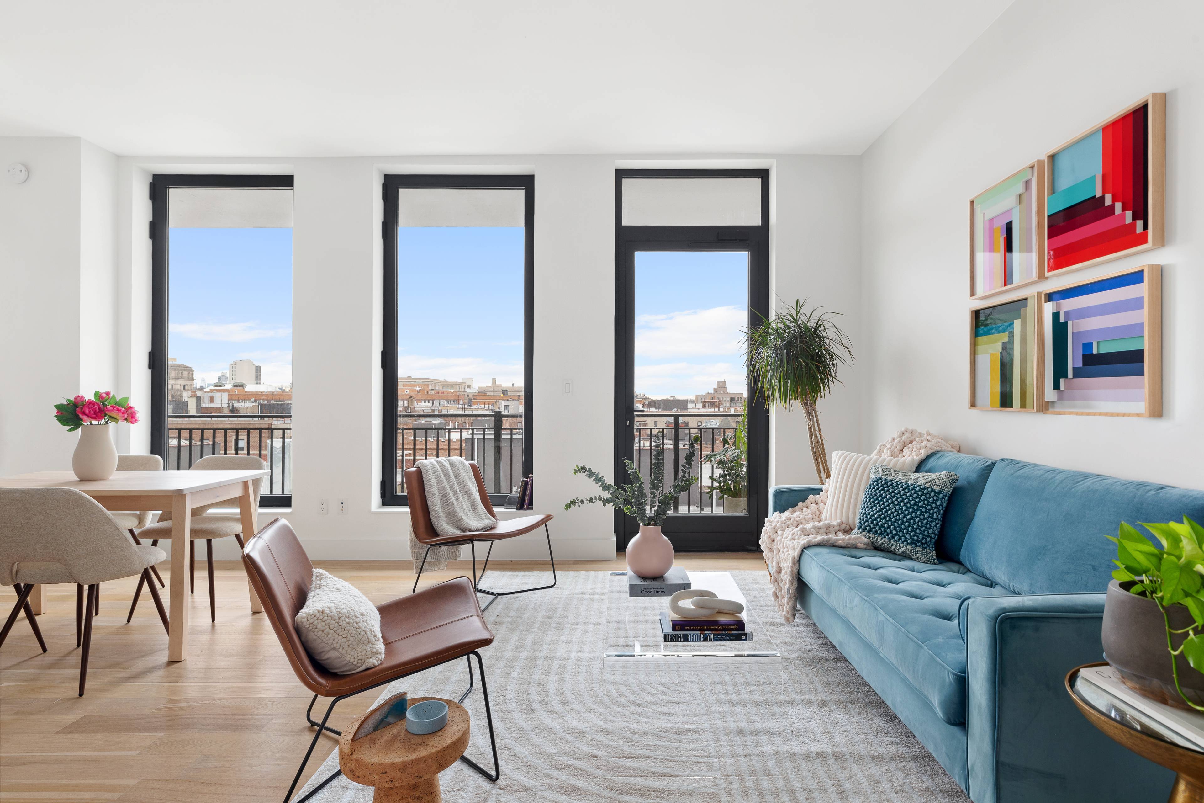 Immediate Occupancy Crown Heights First full service Condominium Views of Prospect Park, Botanic Gardens and Manhattan from this gorgeous 934 sqft home.