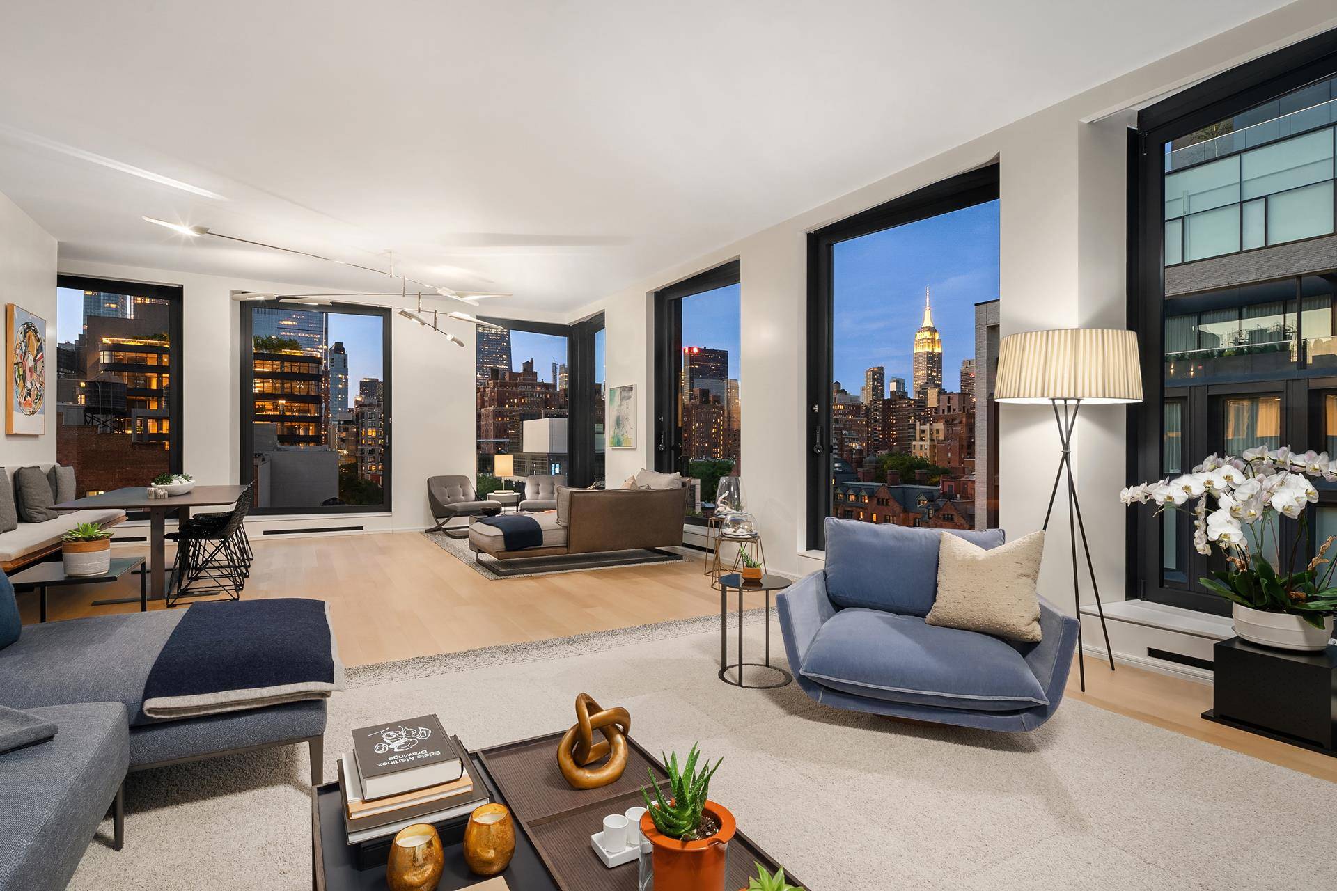 Custom designed, full floor home with sweeping N S E W views in the eight residence West Tower of 505 West 19th Street, located perfectly at the High Line of ...