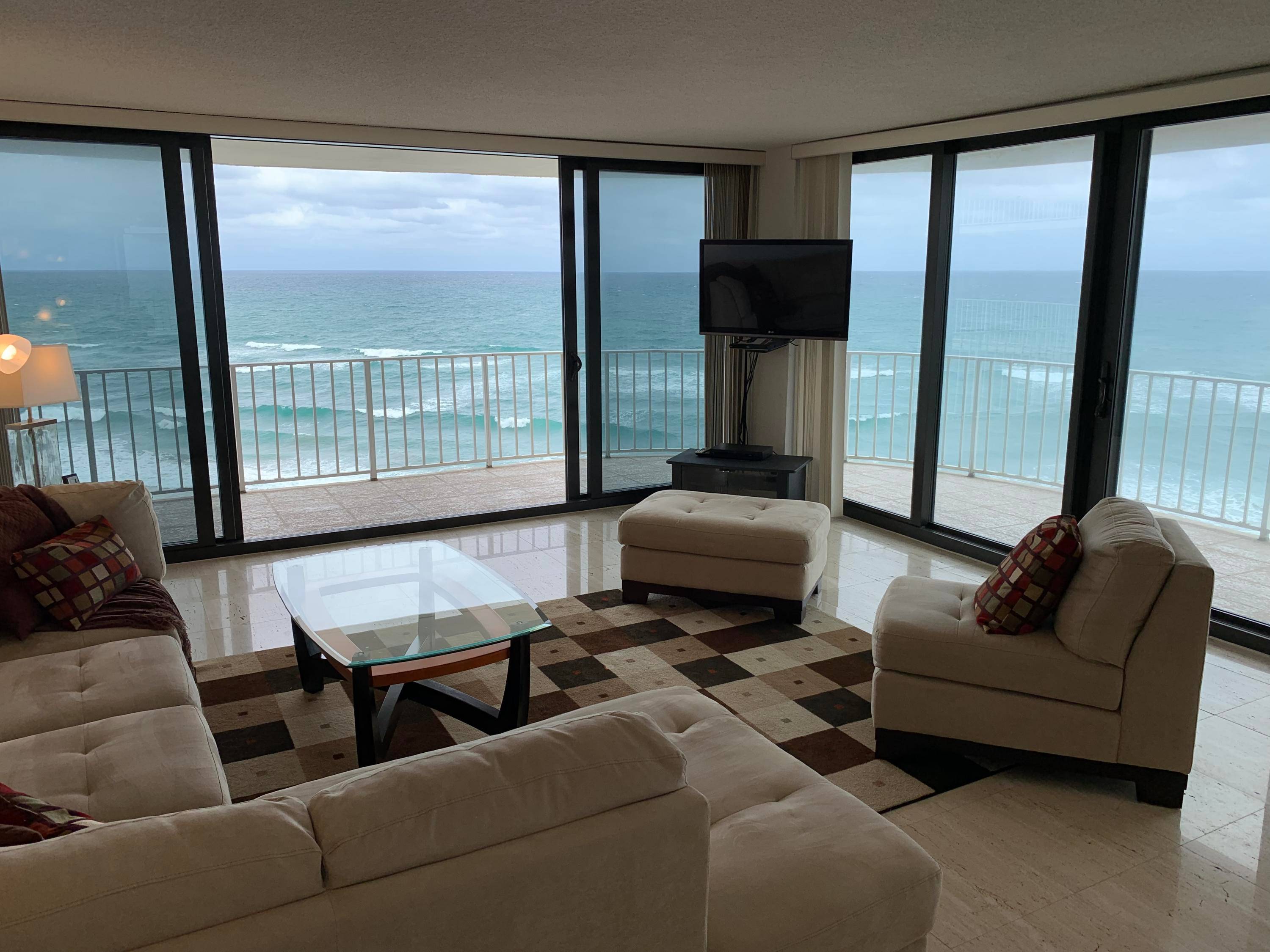 Direct Ocean Views from every room of the 2 bedroom 2 bath condo with 1740 sq ft under ac.