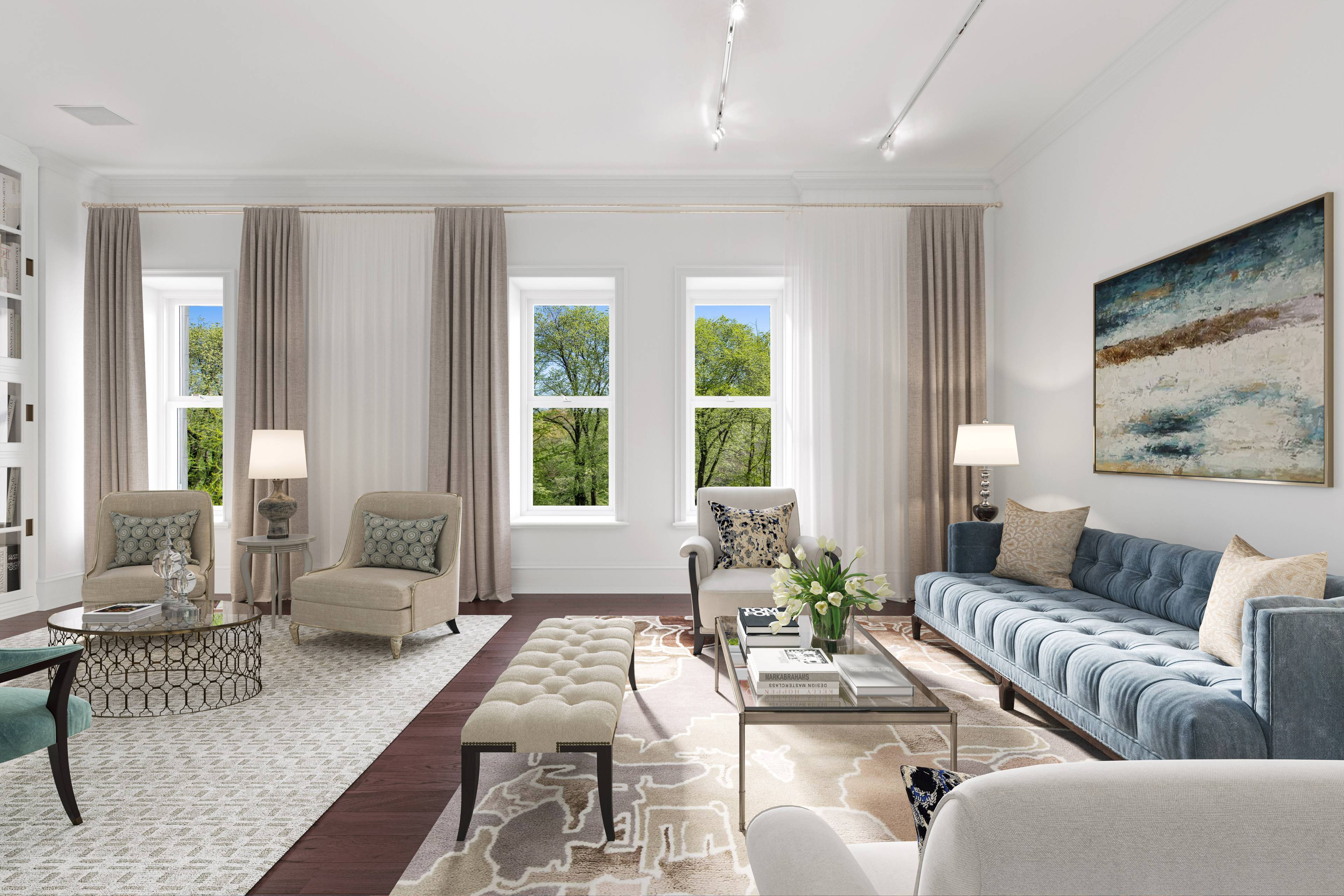 The exquisite Residence 405 spans over 70 feet with frontage directly on Central Park and enormous 13FT ceilings in the world renowned Plaza Private Residences.