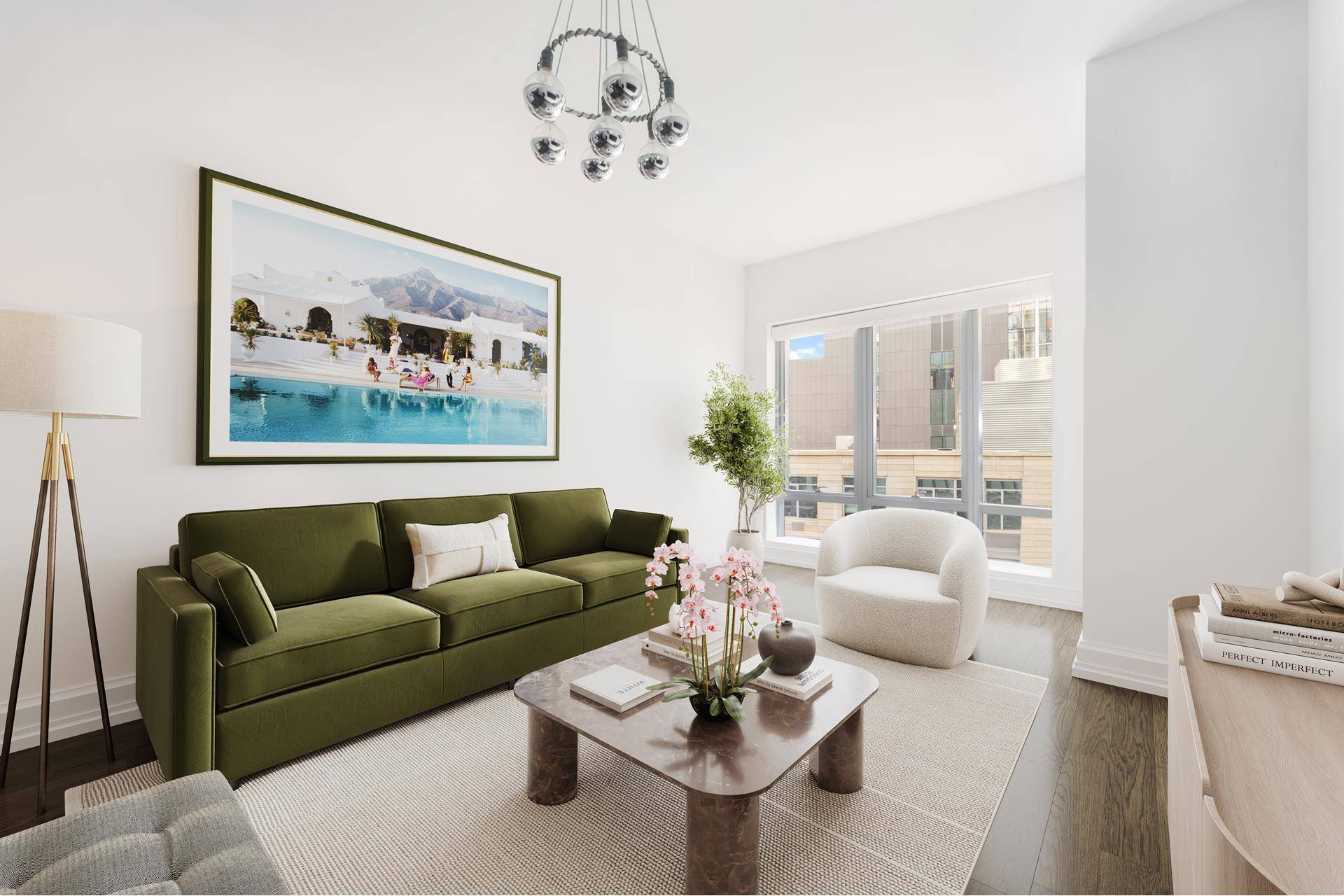 Residence 8J is one of the few offerings within One Riverside Park boasting 11 foot ceilings.