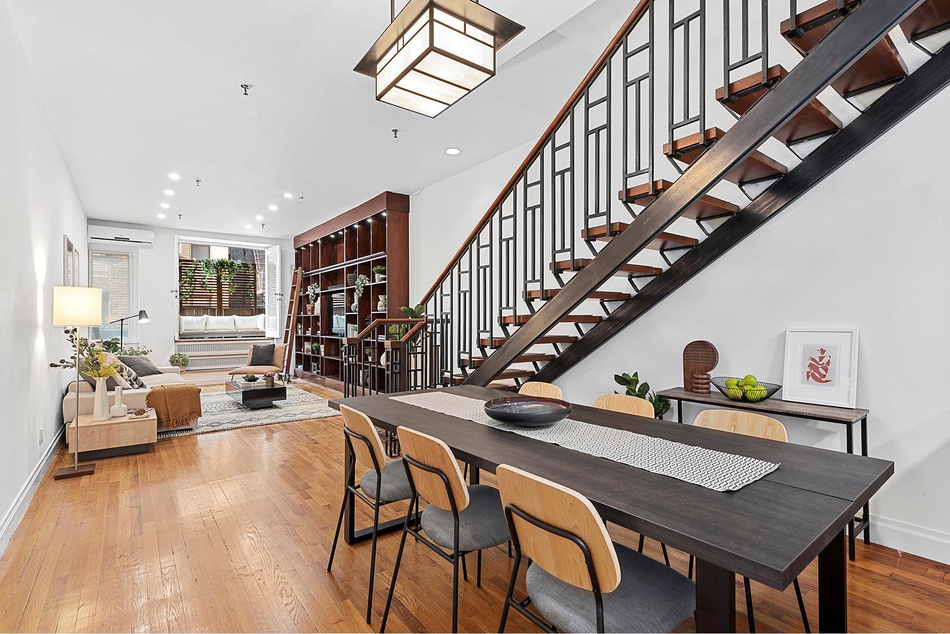 Welcome home to this ultra stylish, expansive, gracious one of a kind, classic prewar 2BR 2BA duplex loft with two balconies, high ceilings, recessed lighting, custom crafted staircase, hardwood floors, ...