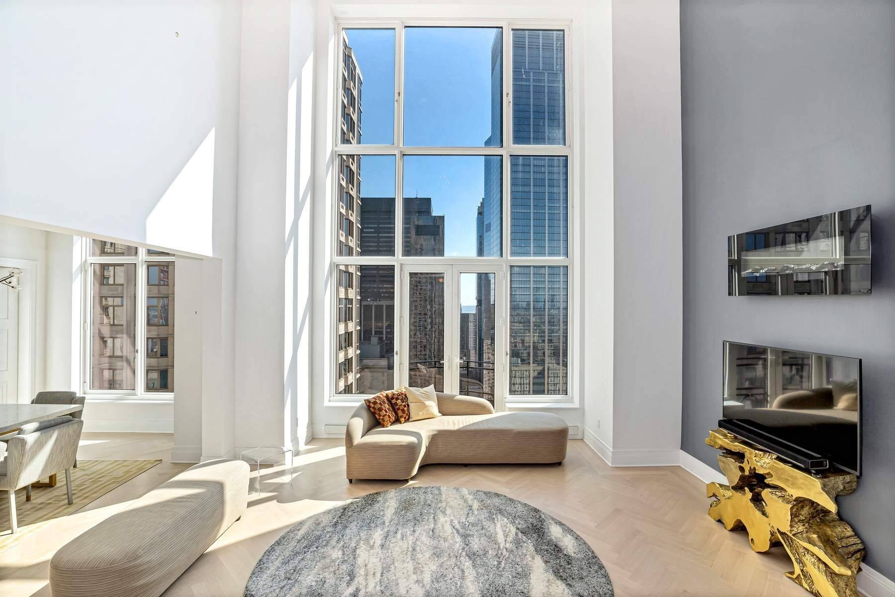 Dramatic and spacious, high floor 3 Bedroom, 3 A 1 2 Bathroom duplex at Tribeca's most sophisticated address, 30 Park Place, Four Seasons Private Residences New York, Downtown.