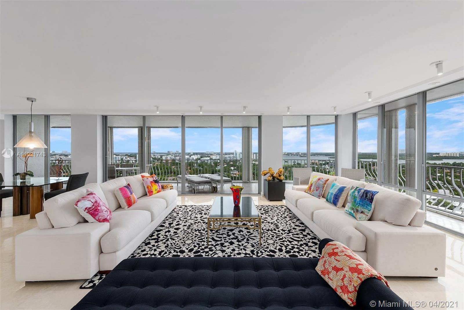 Massive 3, 000 square feet adorned in marble and contemporary design can be found at this 3bd 3bth Bal Harbour enclave.