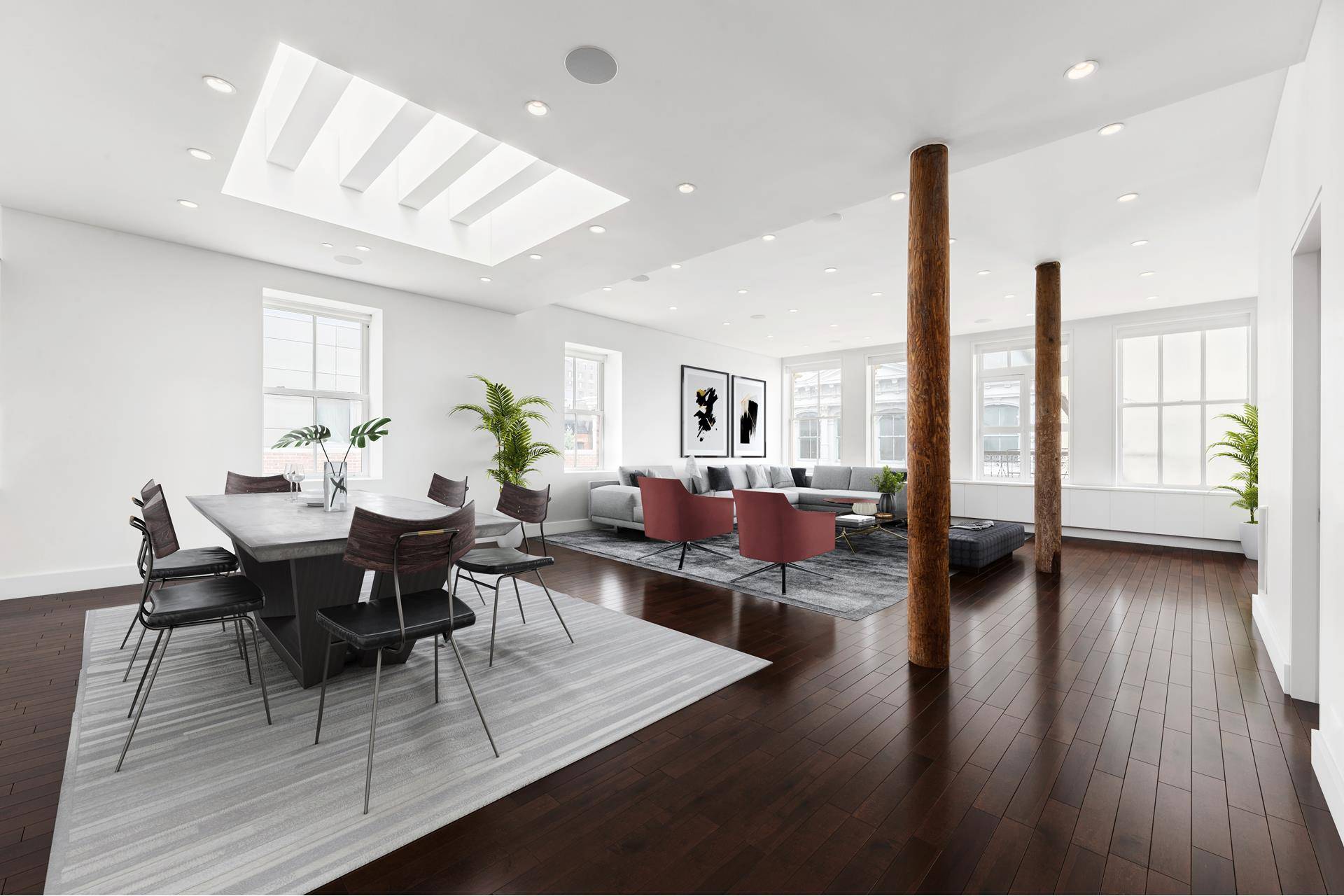 An iconic cast iron Soho penthouse featuring approximately 4, 000 SF of living space and 800 SF of newly renovated outdoor space, designed as the ultimate entertainment home.