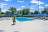 Expansive outdoor swimming pool with surrounding concrete decking